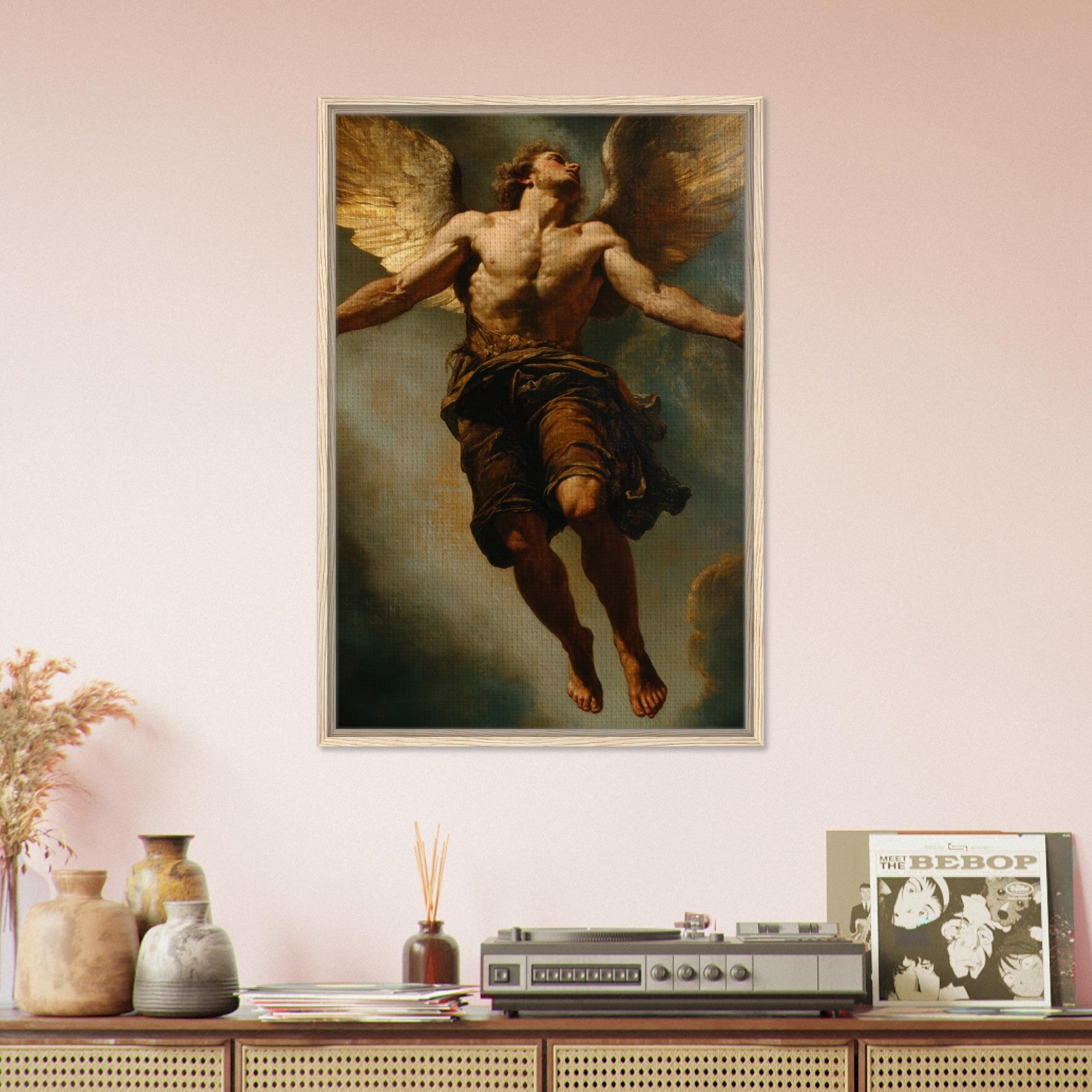 Framed Canvas Portrait - The Fallen Angels Descent Baroque Mythological 3 - Shop Ai Art WebShop - Digital Art online Store