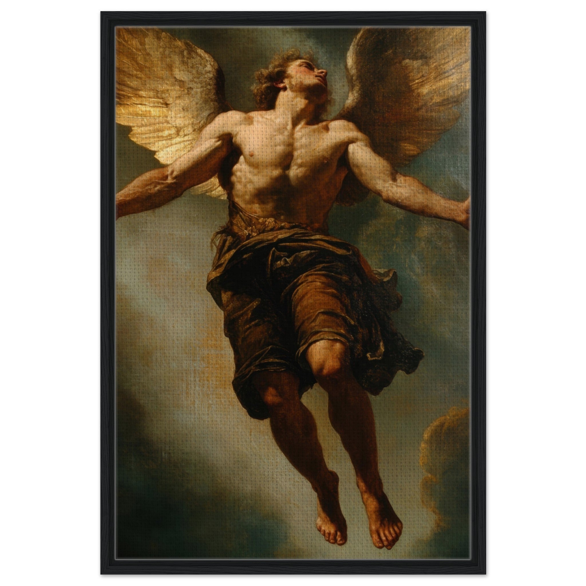 Framed Canvas Portrait - The Fallen Angels Descent Baroque Mythological 3 - Shop Ai Art WebShop - Digital Art online Store