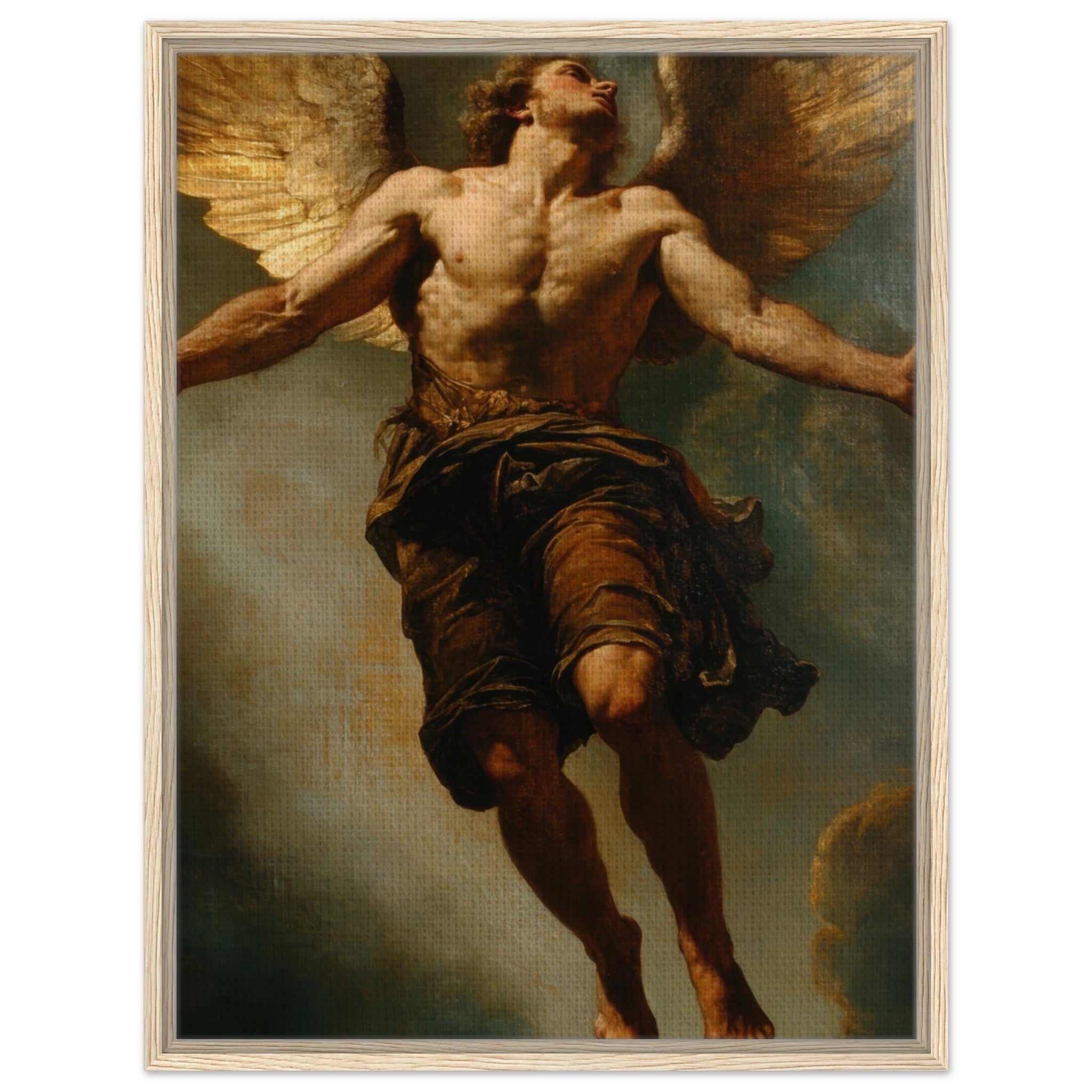 Framed Canvas Portrait - The Fallen Angels Descent Baroque Mythological 3 - Shop Ai Art WebShop - Digital Art online Store