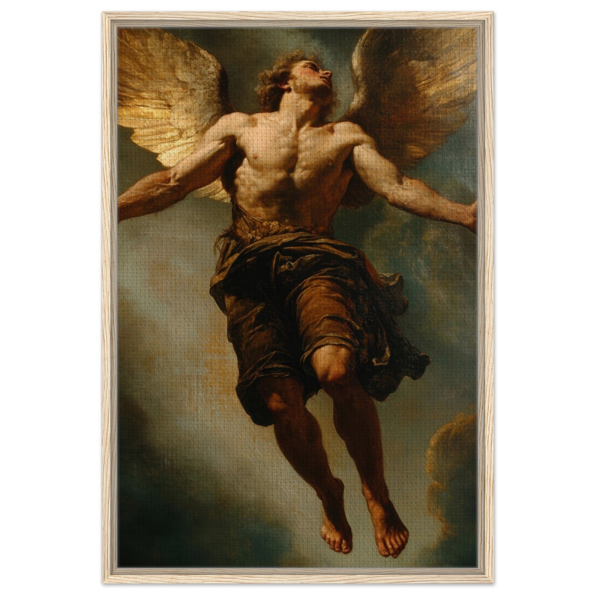 Framed Canvas Portrait - The Fallen Angels Descent Baroque Mythological 3 - Shop Ai Art WebShop - Digital Art online Store