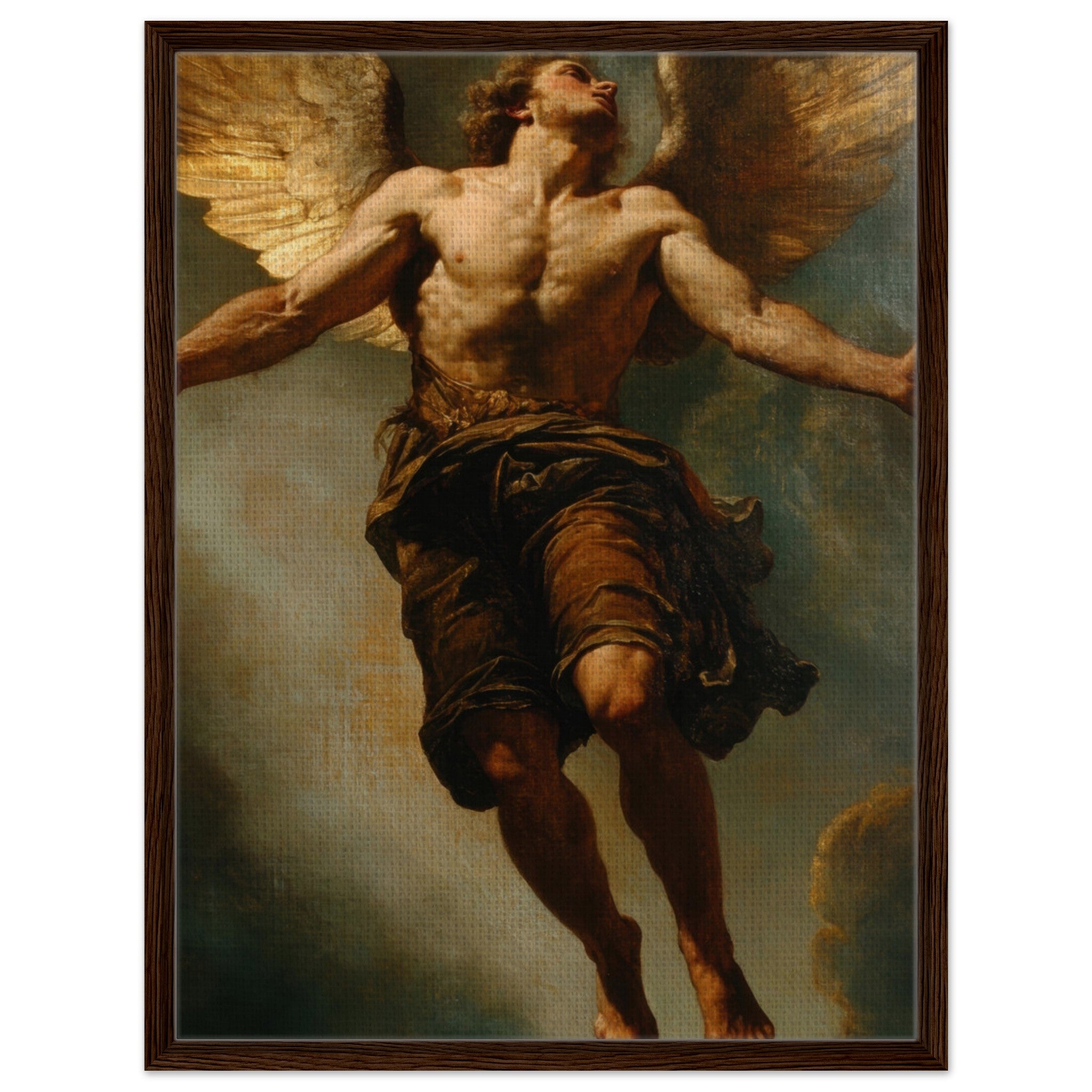 Framed Canvas Portrait - The Fallen Angels Descent Baroque Mythological 3 - Shop Ai Art WebShop - Digital Art online Store