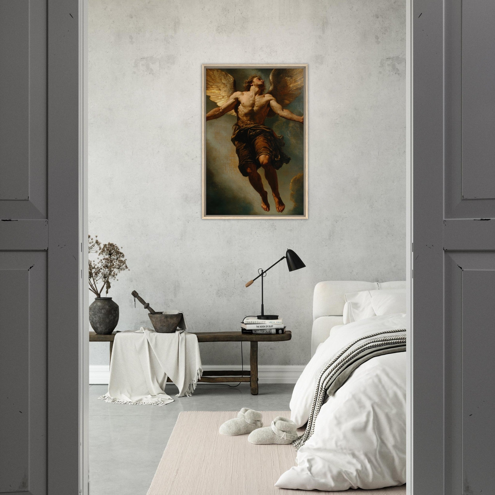 Framed Canvas Portrait - The Fallen Angels Descent Baroque Mythological 3 - Shop Ai Art WebShop - Digital Art online Store