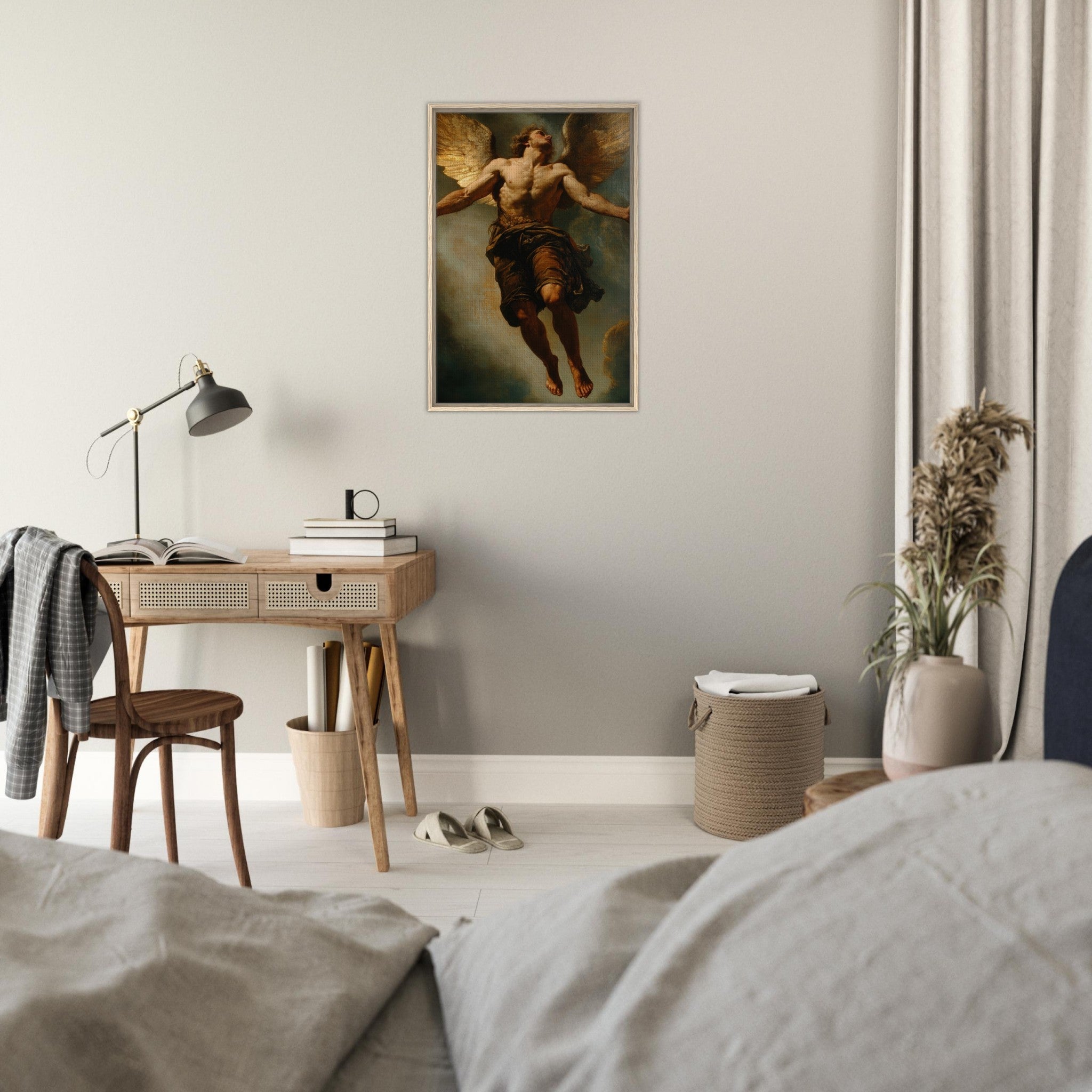 Framed Canvas Portrait - The Fallen Angels Descent Baroque Mythological 3 - Shop Ai Art WebShop - Digital Art online Store
