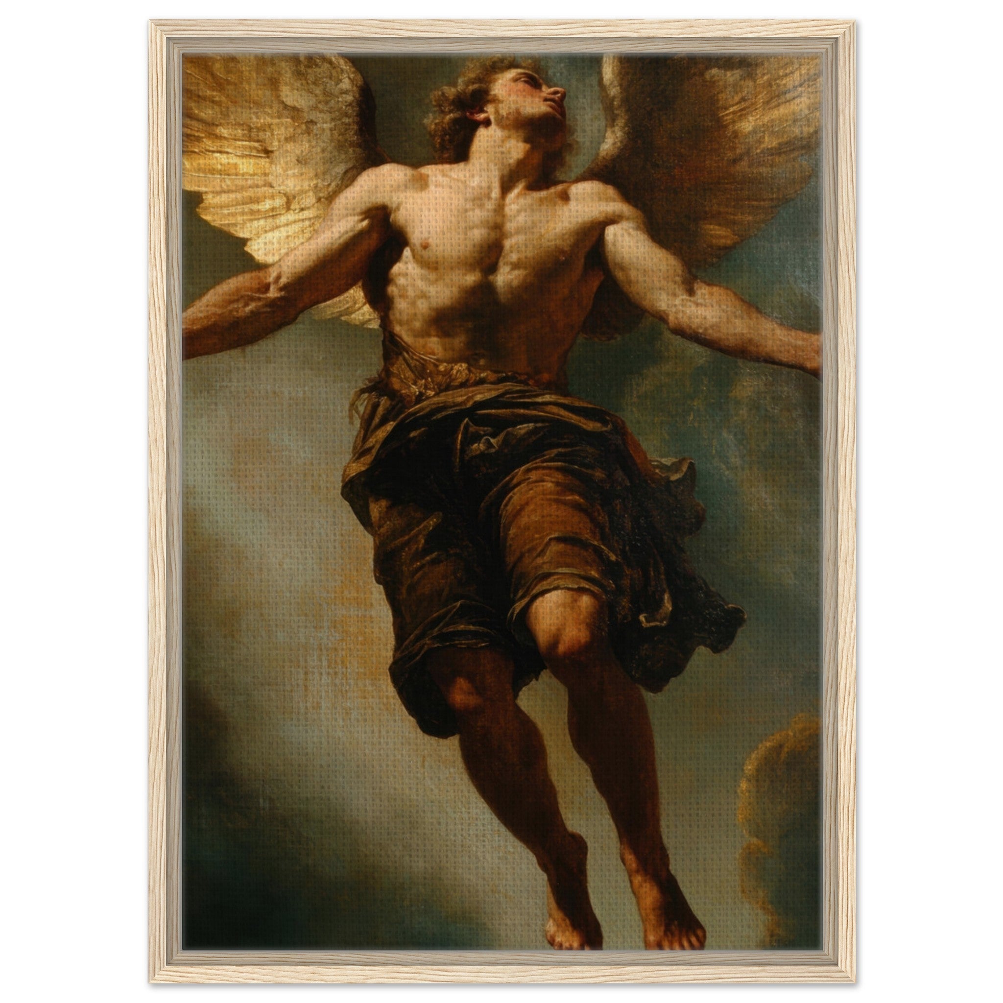 Framed Canvas Portrait - The Fallen Angels Descent Baroque Mythological 3 - Shop Ai Art WebShop - Digital Art online Store