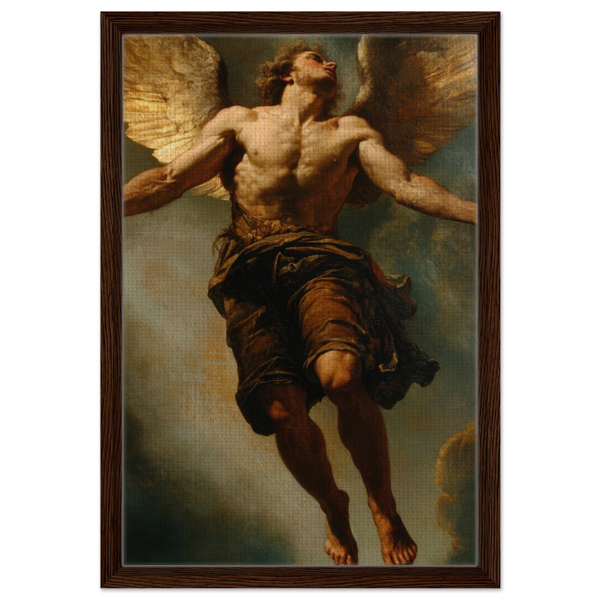 Framed Canvas Portrait - The Fallen Angels Descent Baroque Mythological 3 - Shop Ai Art WebShop - Digital Art online Store