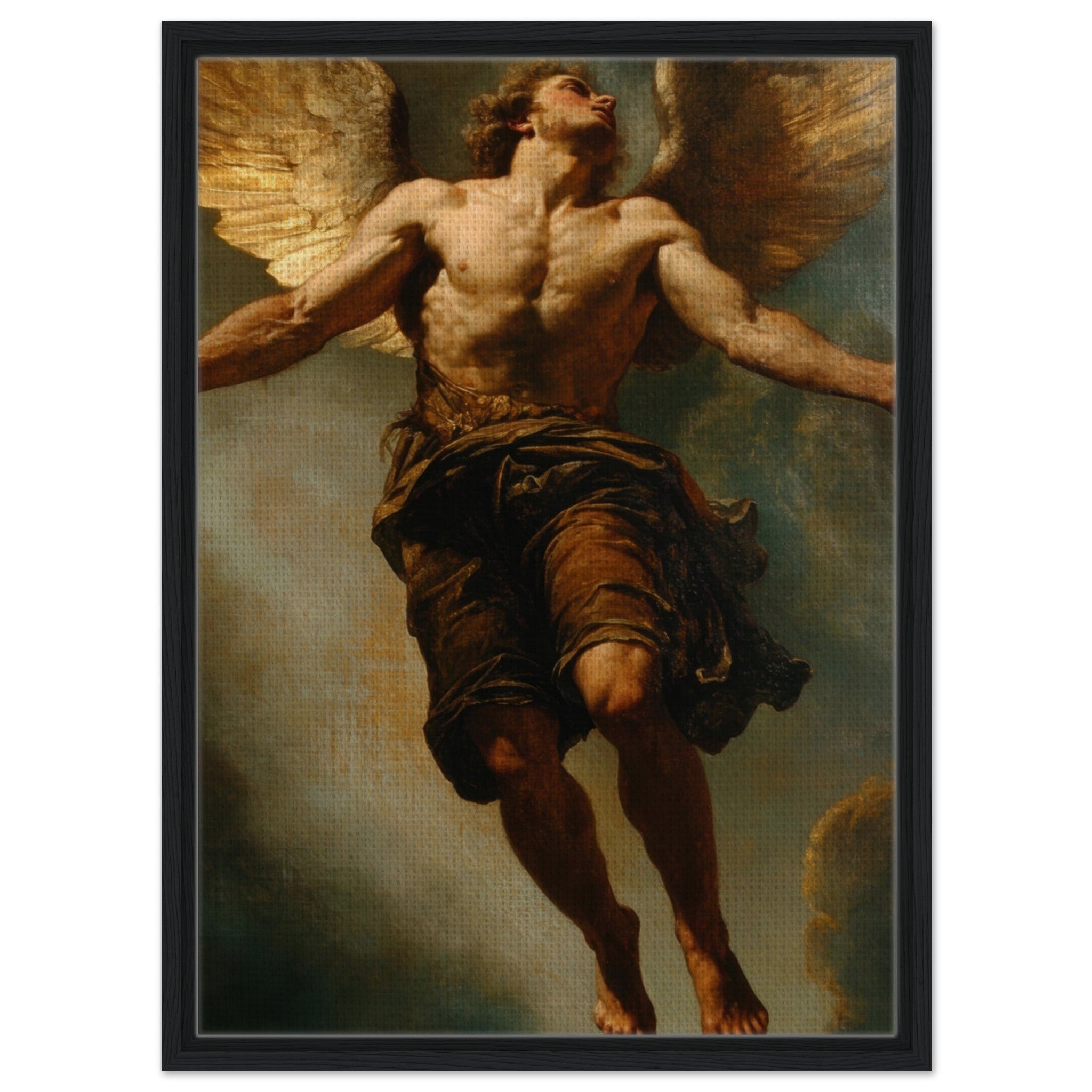 Framed Canvas Portrait - The Fallen Angels Descent Baroque Mythological 3 - Shop Ai Art WebShop - Digital Art online Store