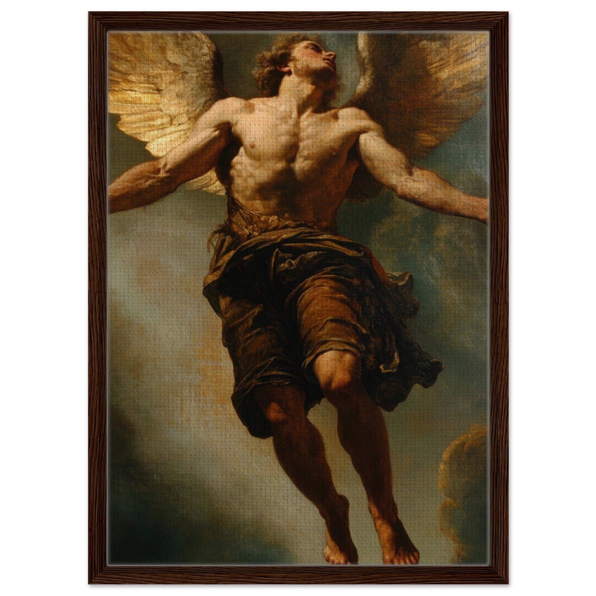 Framed Canvas Portrait - The Fallen Angels Descent Baroque Mythological 3 - Shop Ai Art WebShop - Digital Art online Store