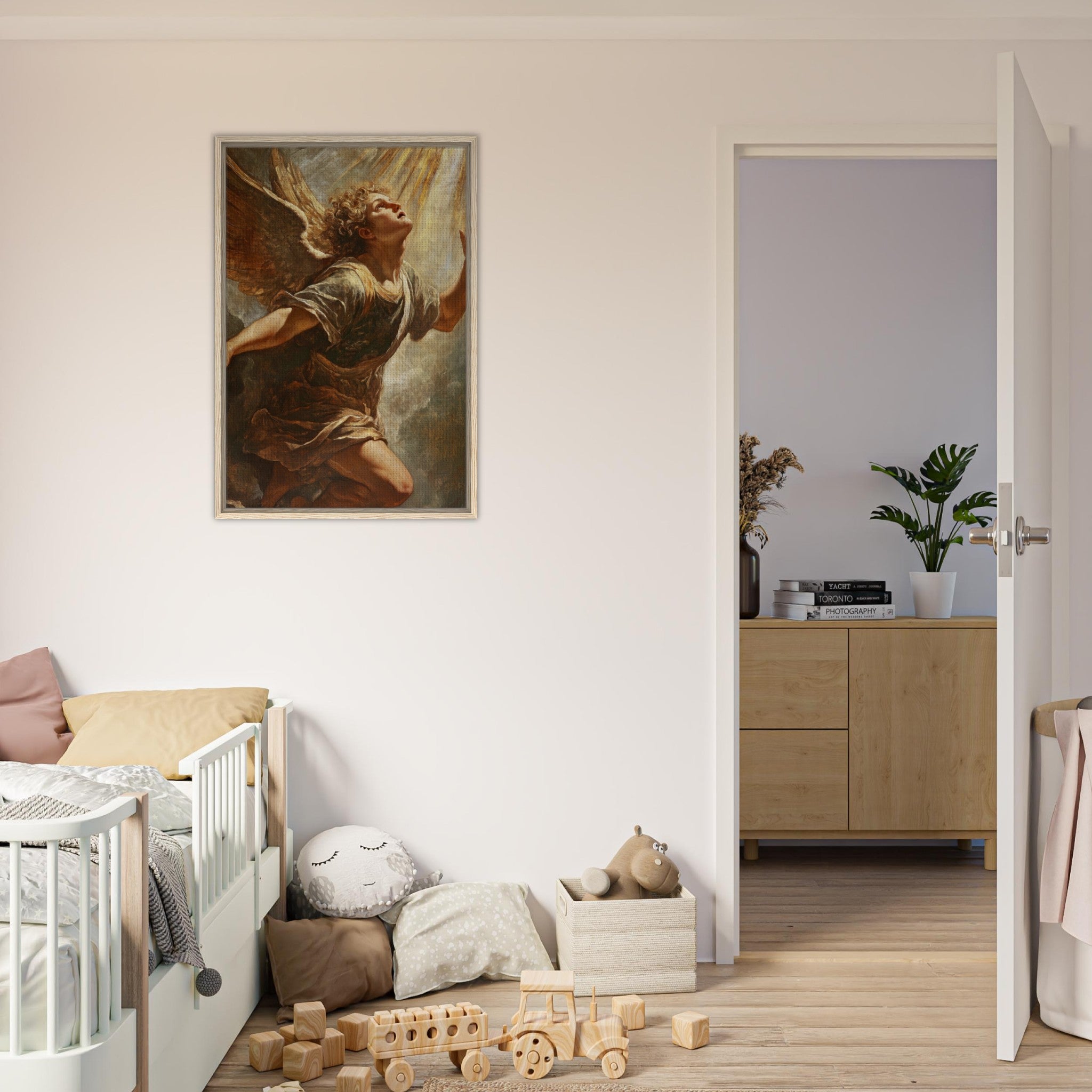 Framed Canvas Portrait - The Fallen Angels Descent Baroque Mythological 4 - Shop Ai Art WebShop - Digital Art online Store