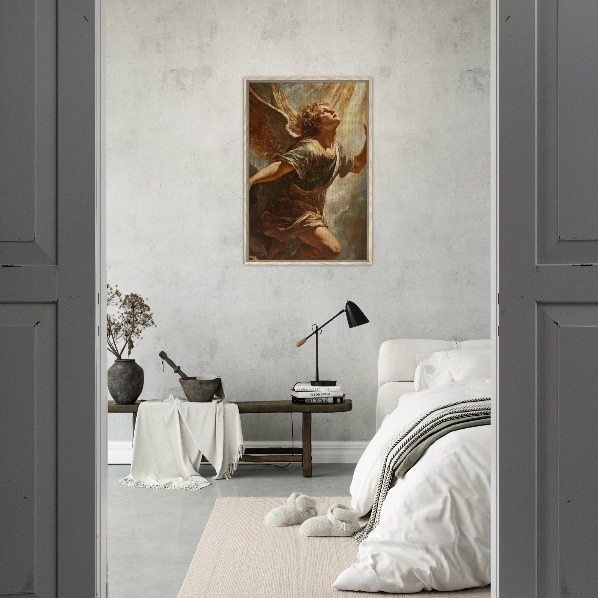 Framed Canvas Portrait - The Fallen Angels Descent Baroque Mythological 4 - Shop Ai Art WebShop - Digital Art online Store