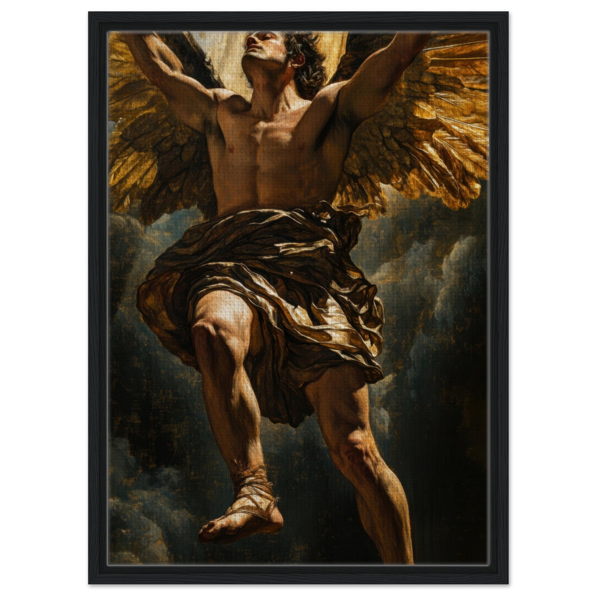 Framed Canvas Portrait - The Fallen Angels Descent Baroque Mythological 5 - Shop Ai Art WebShop - Digital Art online Store