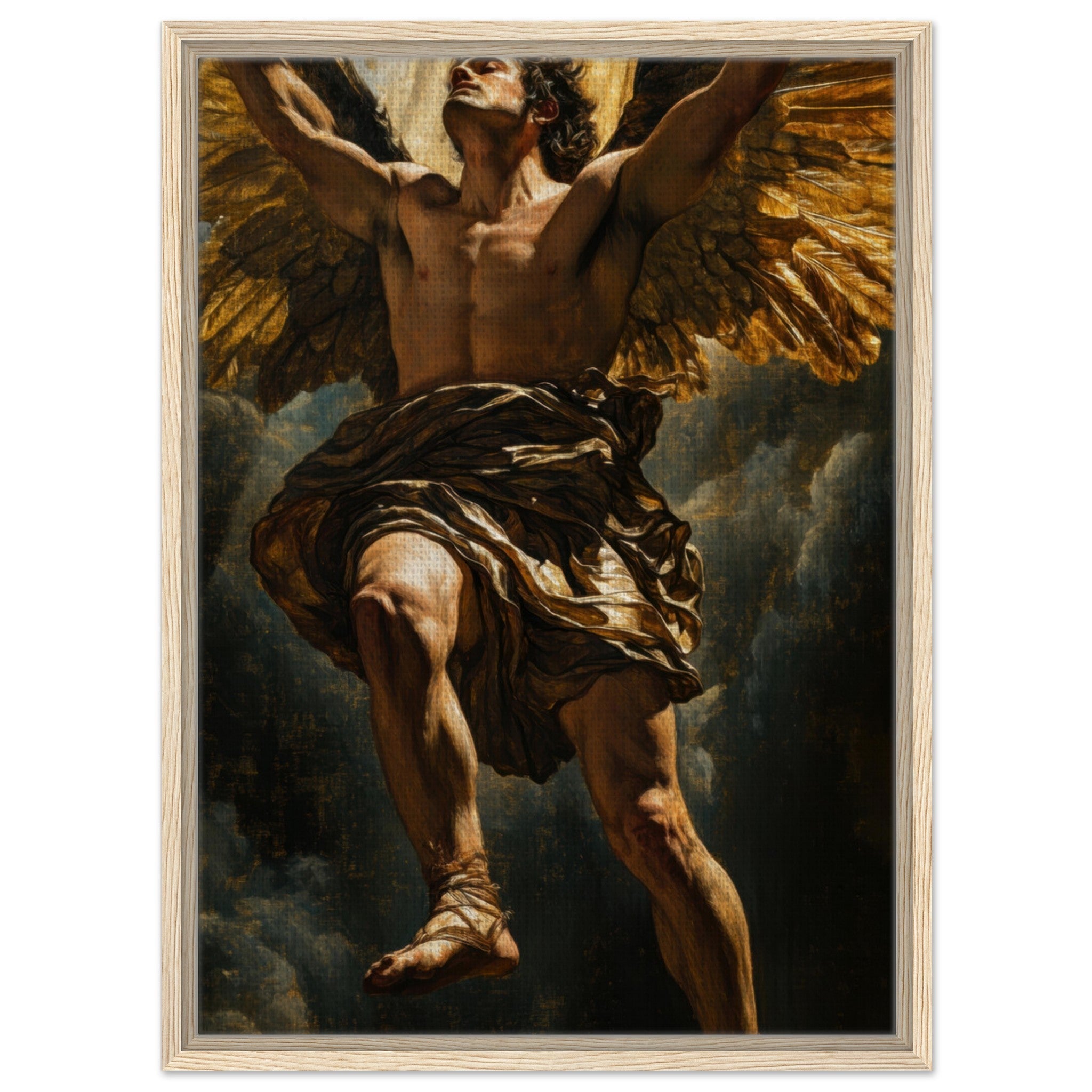 Framed Canvas Portrait - The Fallen Angels Descent Baroque Mythological 5 - Shop Ai Art WebShop - Digital Art online Store