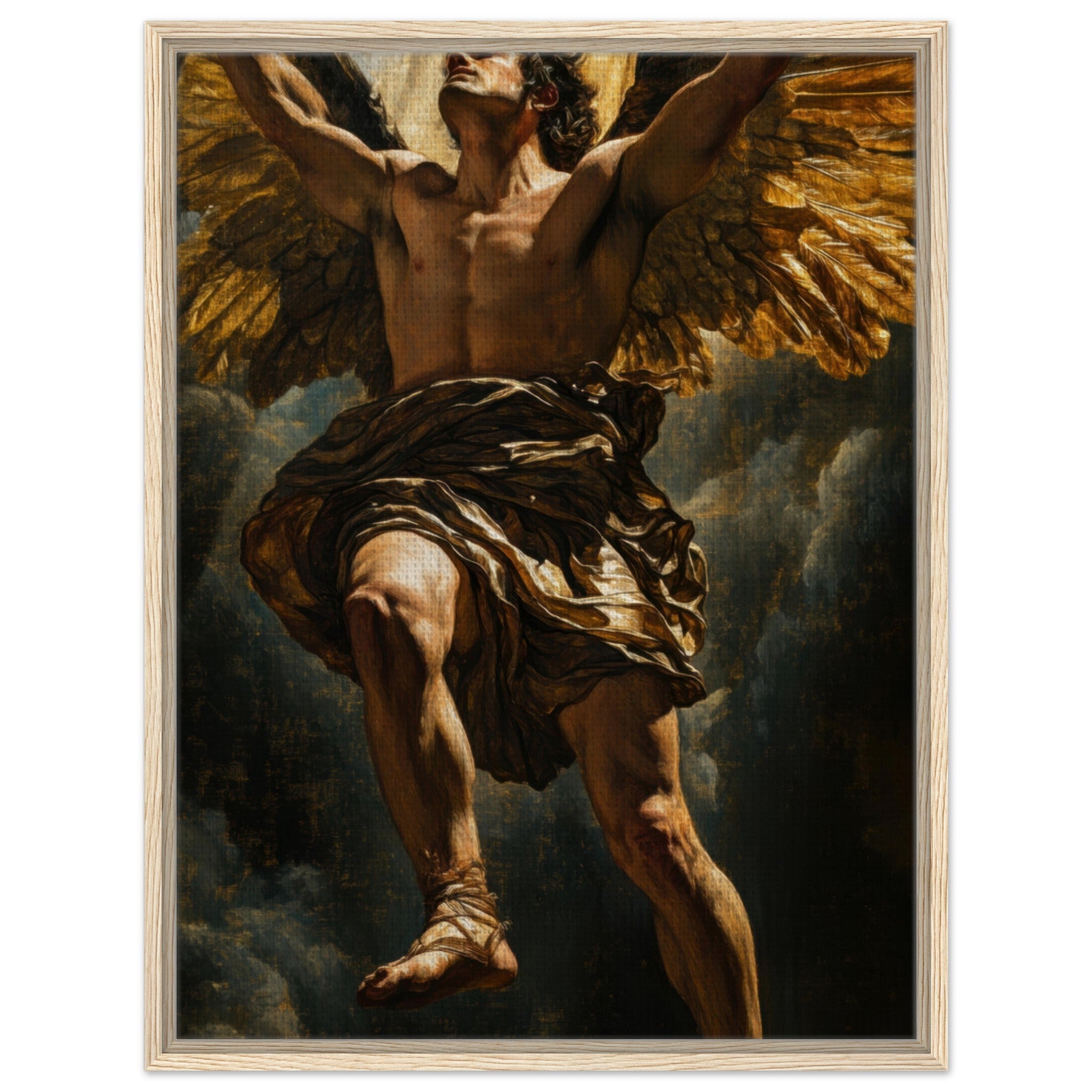 Framed Canvas Portrait - The Fallen Angels Descent Baroque Mythological 5 - Shop Ai Art WebShop - Digital Art online Store