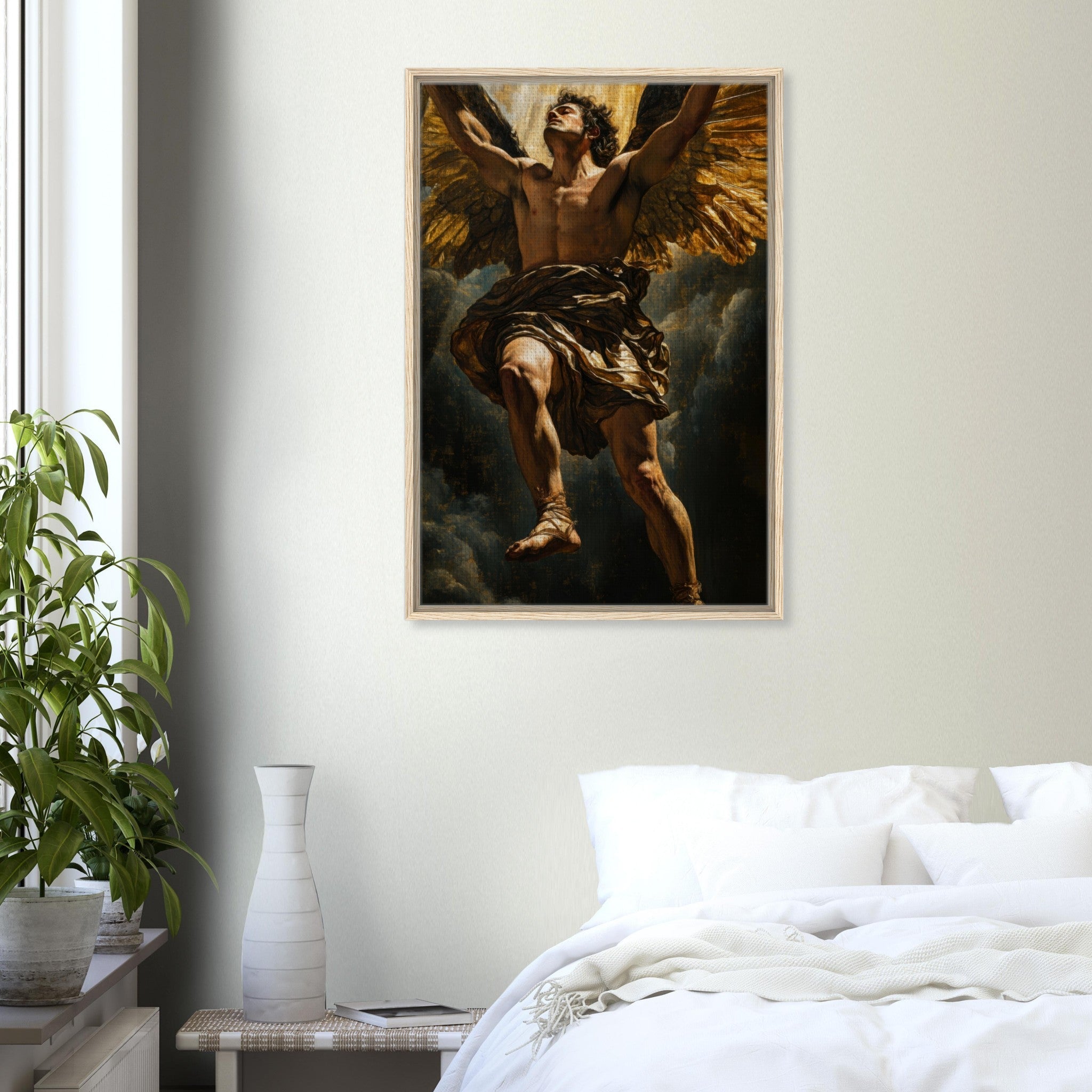 Framed Canvas Portrait - The Fallen Angels Descent Baroque Mythological 5 - Shop Ai Art WebShop - Digital Art online Store