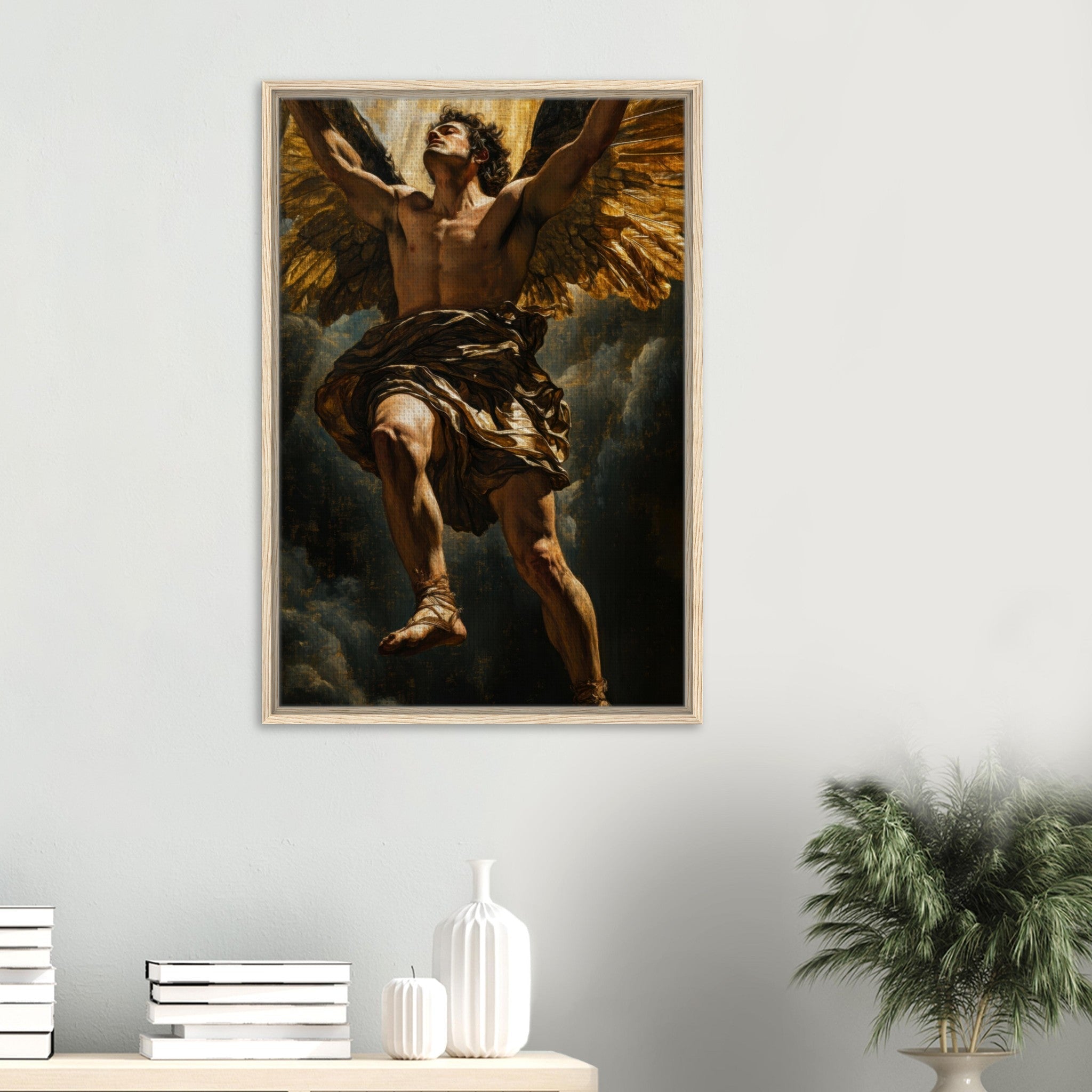 Framed Canvas Portrait - The Fallen Angels Descent Baroque Mythological 5 - Shop Ai Art WebShop - Digital Art online Store