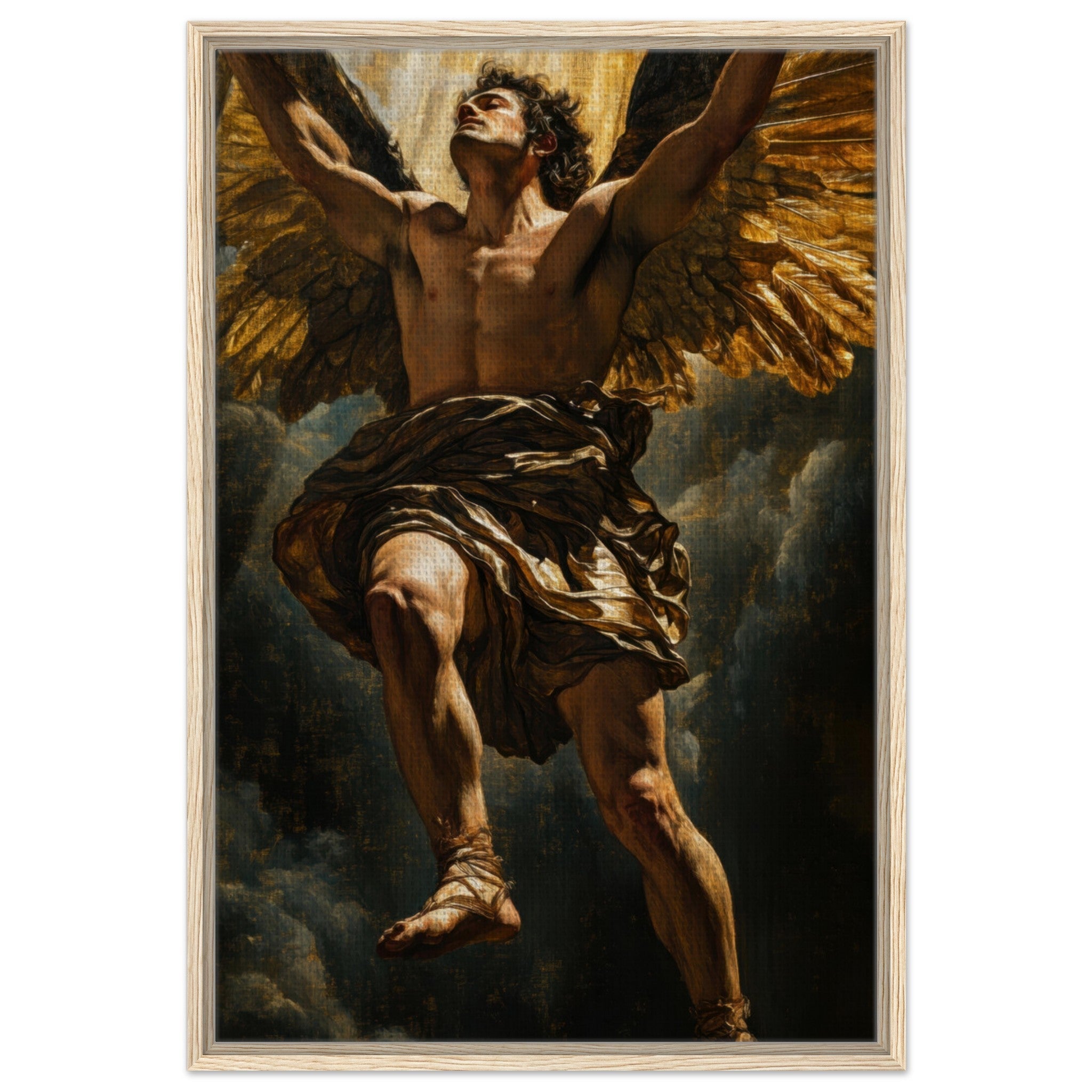 Framed Canvas Portrait - The Fallen Angels Descent Baroque Mythological 5 - Shop Ai Art WebShop - Digital Art online Store