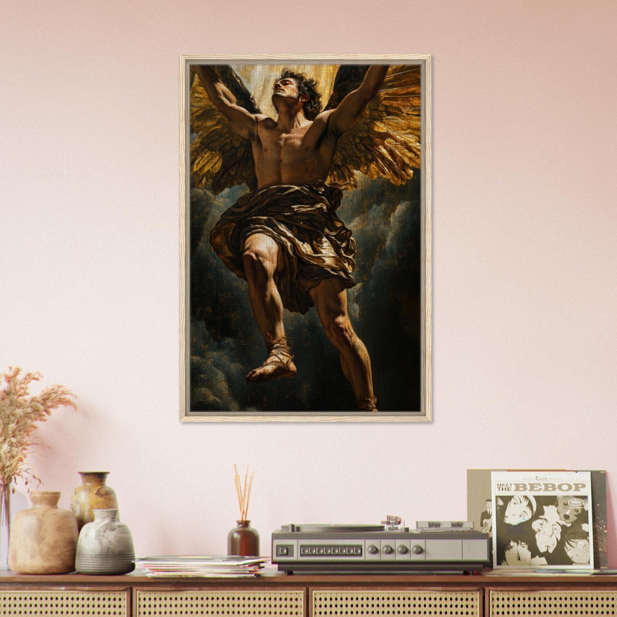 Framed Canvas Portrait - The Fallen Angels Descent Baroque Mythological 5 - Shop Ai Art WebShop - Digital Art online Store