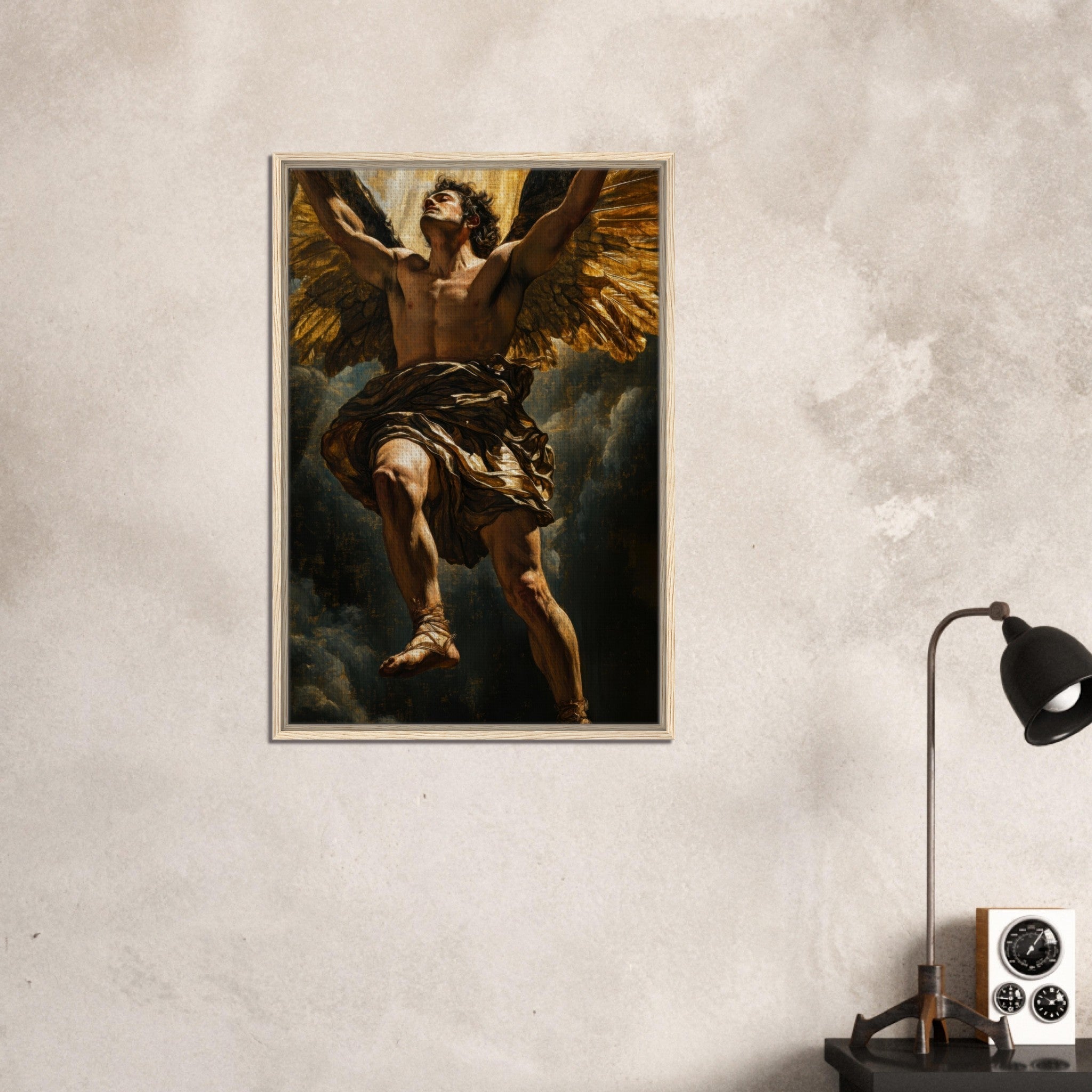 Framed Canvas Portrait - The Fallen Angels Descent Baroque Mythological 5 - Shop Ai Art WebShop - Digital Art online Store