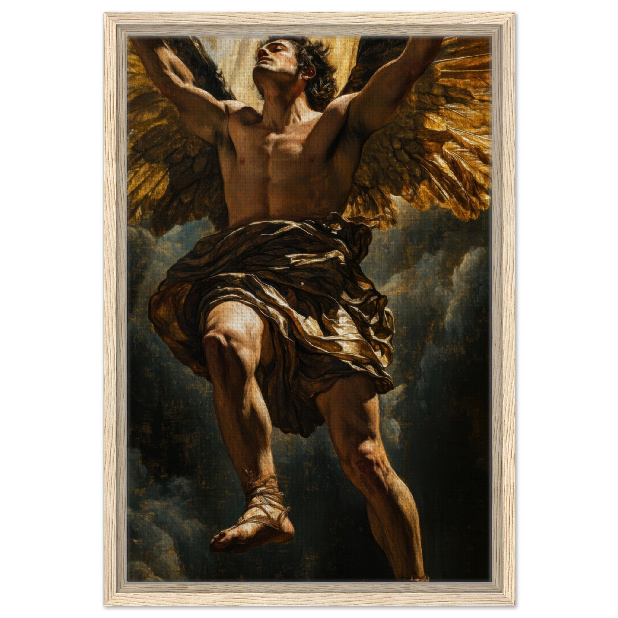 Framed Canvas Portrait - The Fallen Angels Descent Baroque Mythological 5 - Shop Ai Art WebShop - Digital Art online Store