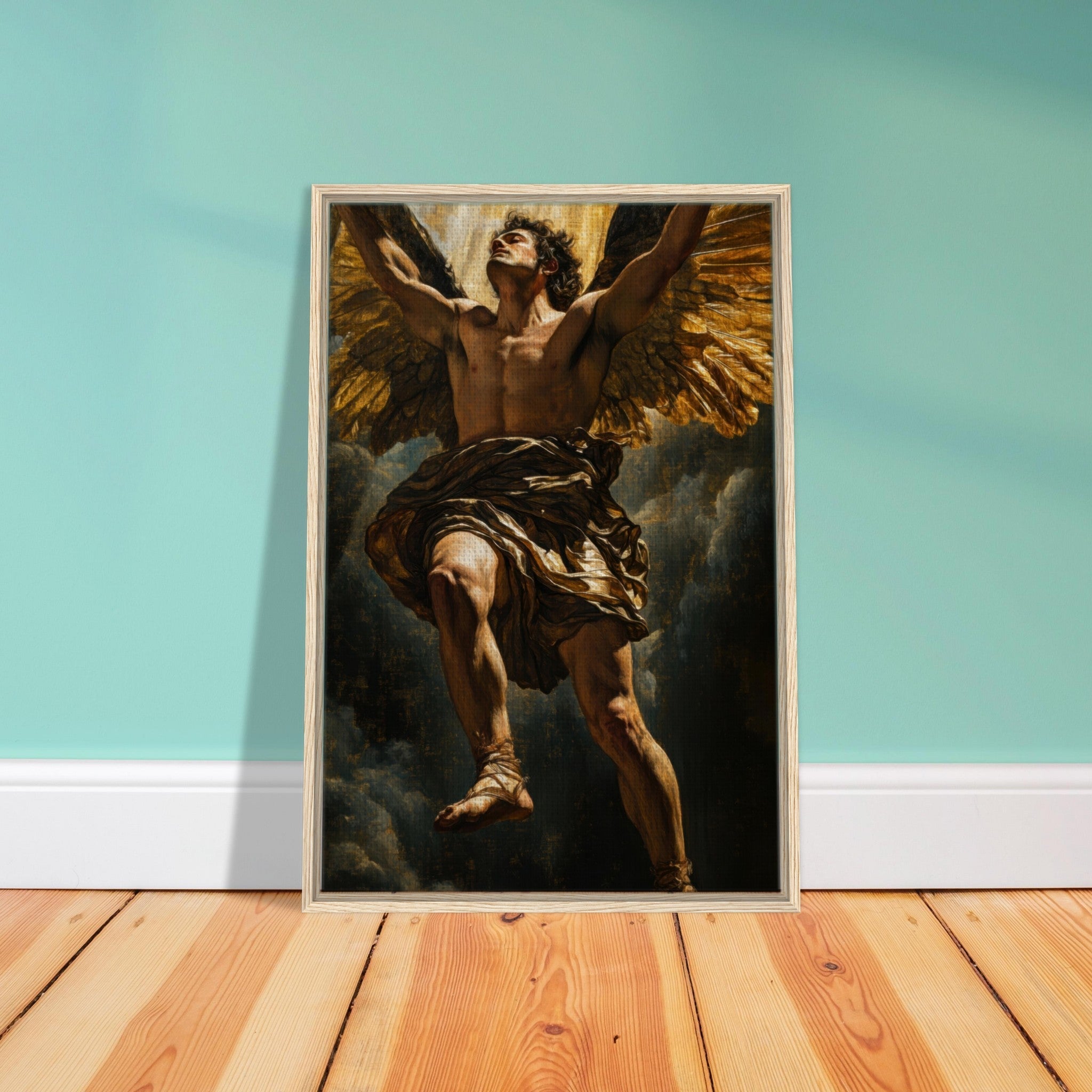 Framed Canvas Portrait - The Fallen Angels Descent Baroque Mythological 5 - Shop Ai Art WebShop - Digital Art online Store