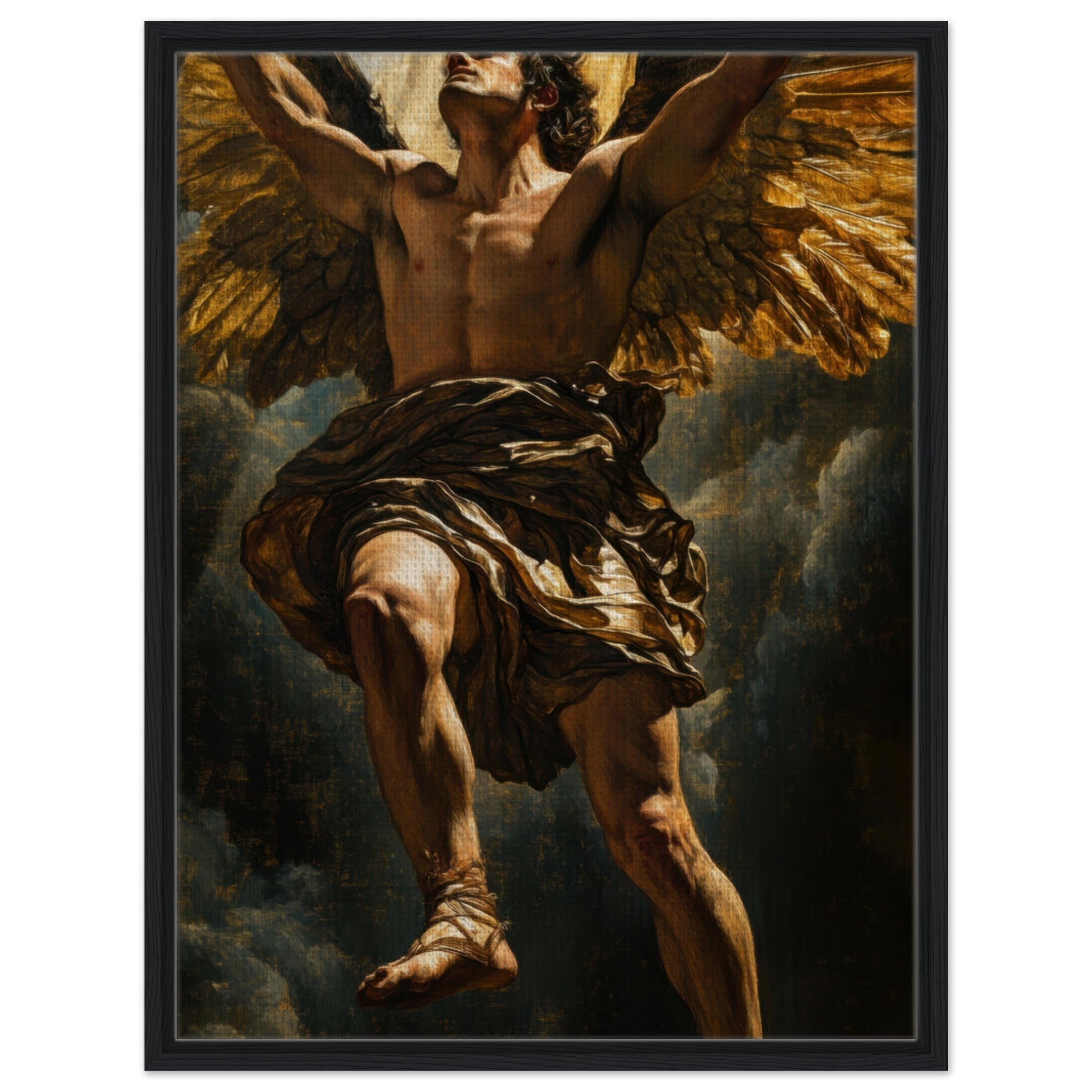 Framed Canvas Portrait - The Fallen Angels Descent Baroque Mythological 5 - Shop Ai Art WebShop - Digital Art online Store