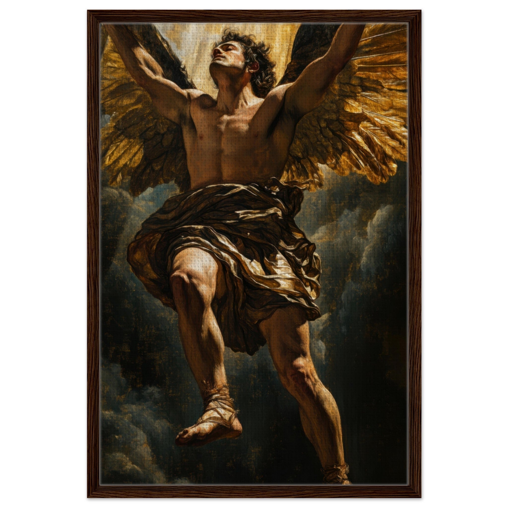 Framed Canvas Portrait - The Fallen Angels Descent Baroque Mythological 5 - Shop Ai Art WebShop - Digital Art online Store