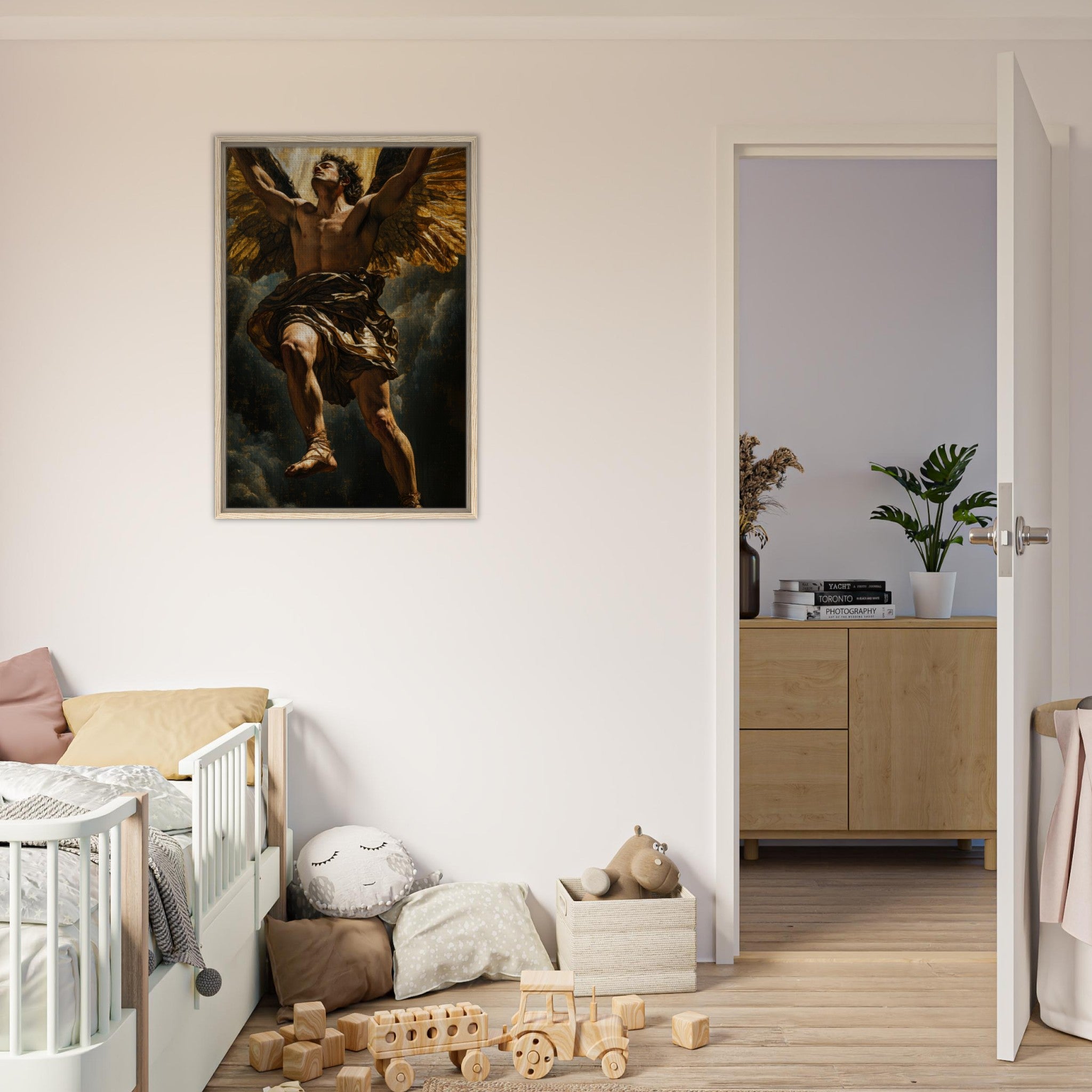 Framed Canvas Portrait - The Fallen Angels Descent Baroque Mythological 5 - Shop Ai Art WebShop - Digital Art online Store