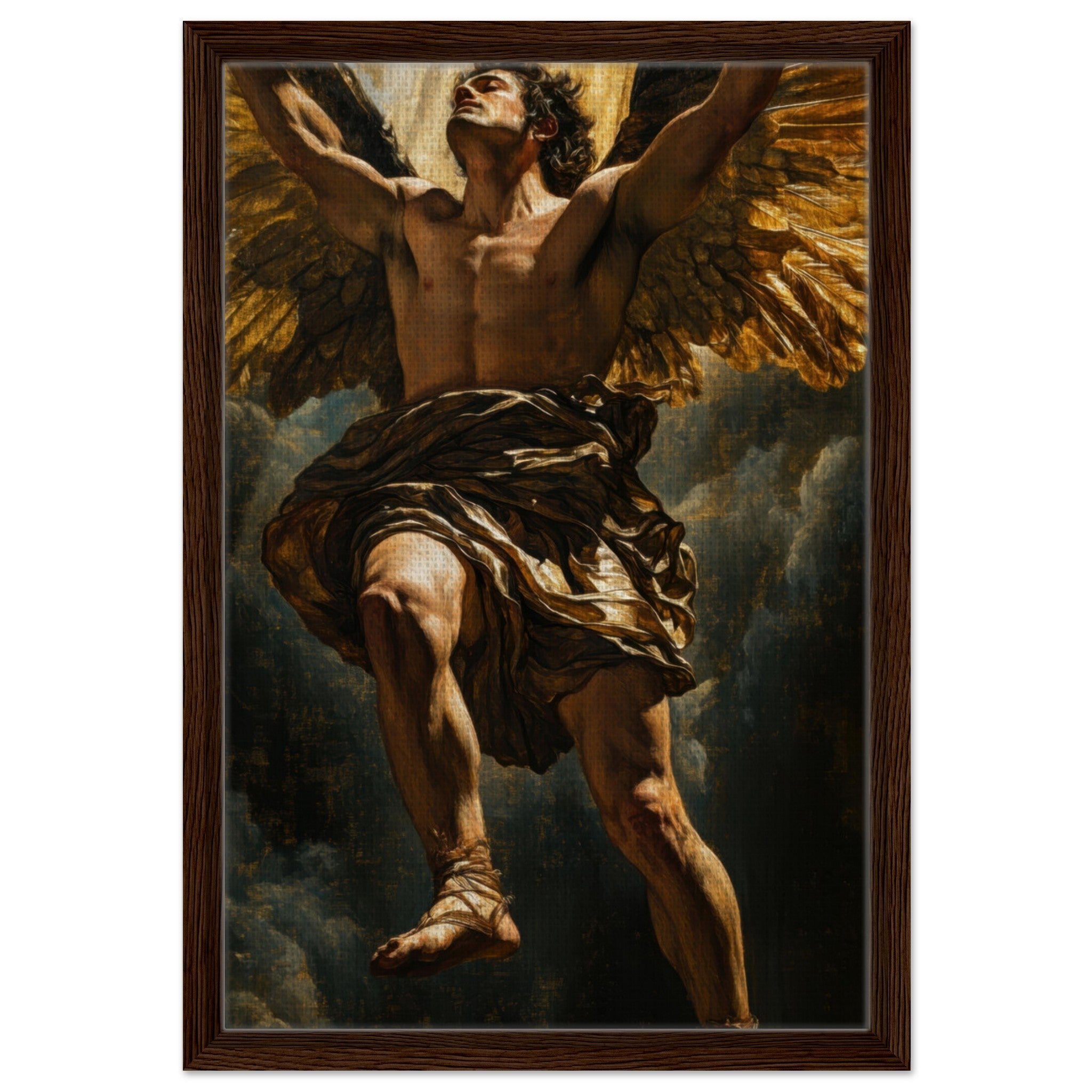 Framed Canvas Portrait - The Fallen Angels Descent Baroque Mythological 5 - Shop Ai Art WebShop - Digital Art online Store