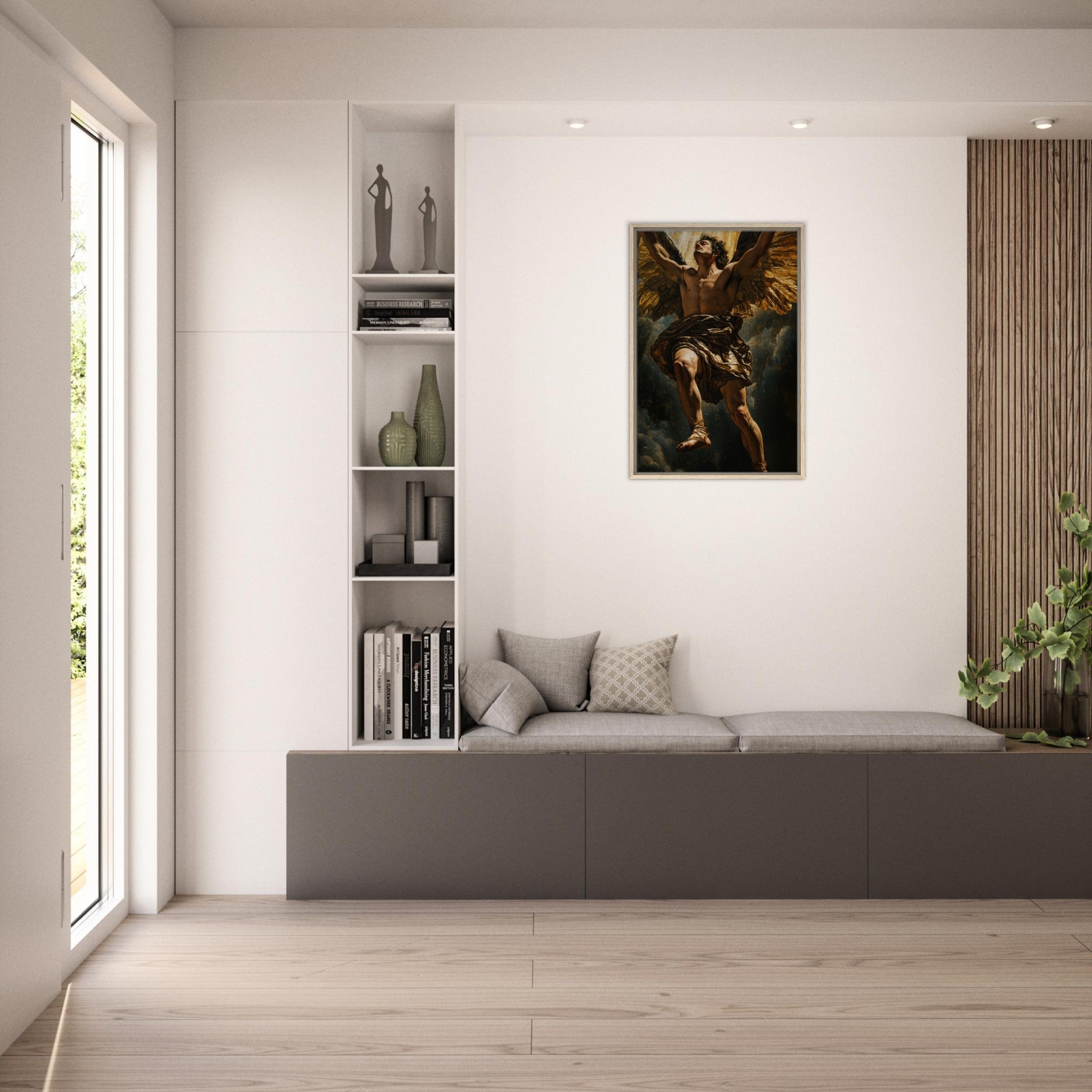 Framed Canvas Portrait - The Fallen Angels Descent Baroque Mythological 5 - Shop Ai Art WebShop - Digital Art online Store