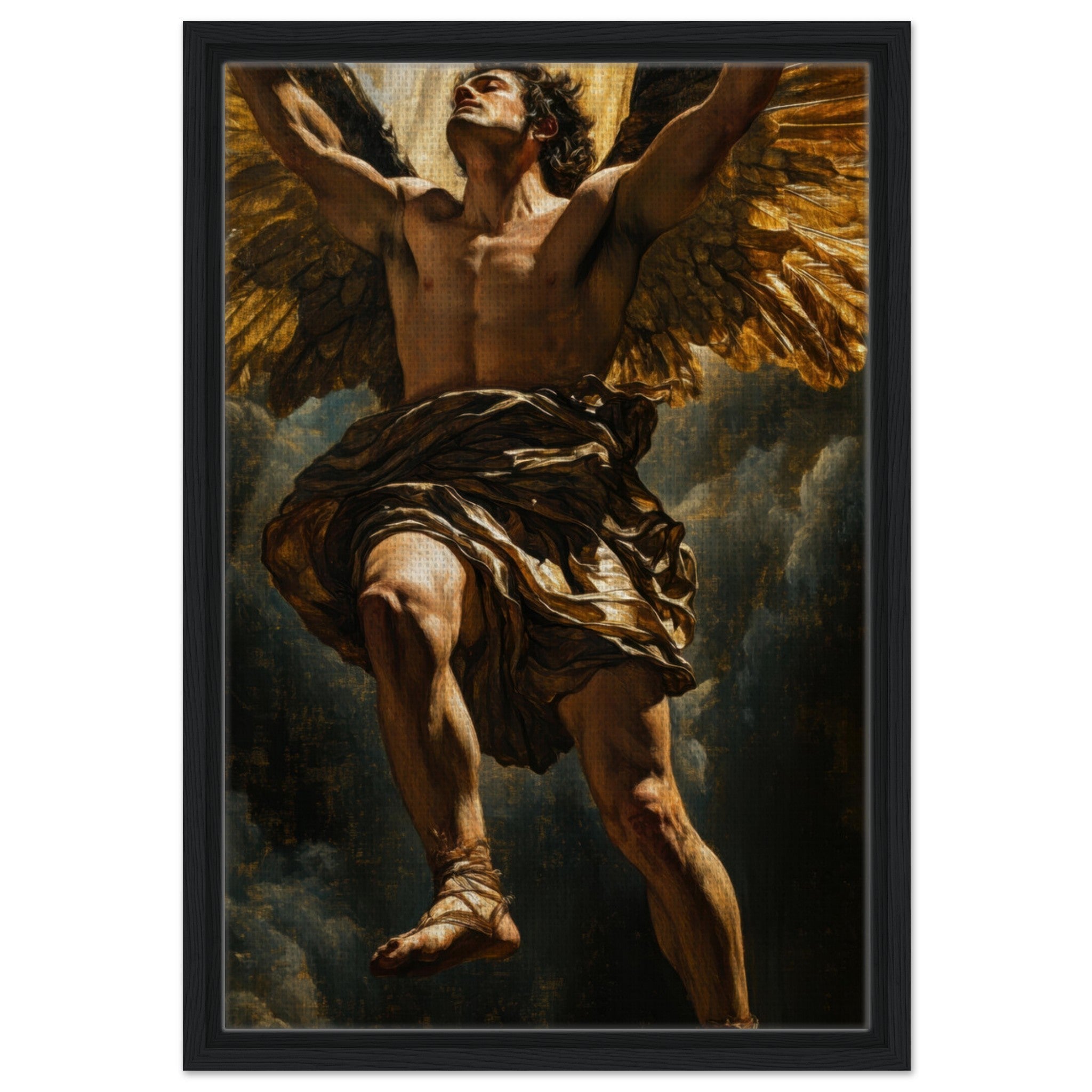 Framed Canvas Portrait - The Fallen Angels Descent Baroque Mythological 5 - Shop Ai Art WebShop - Digital Art online Store