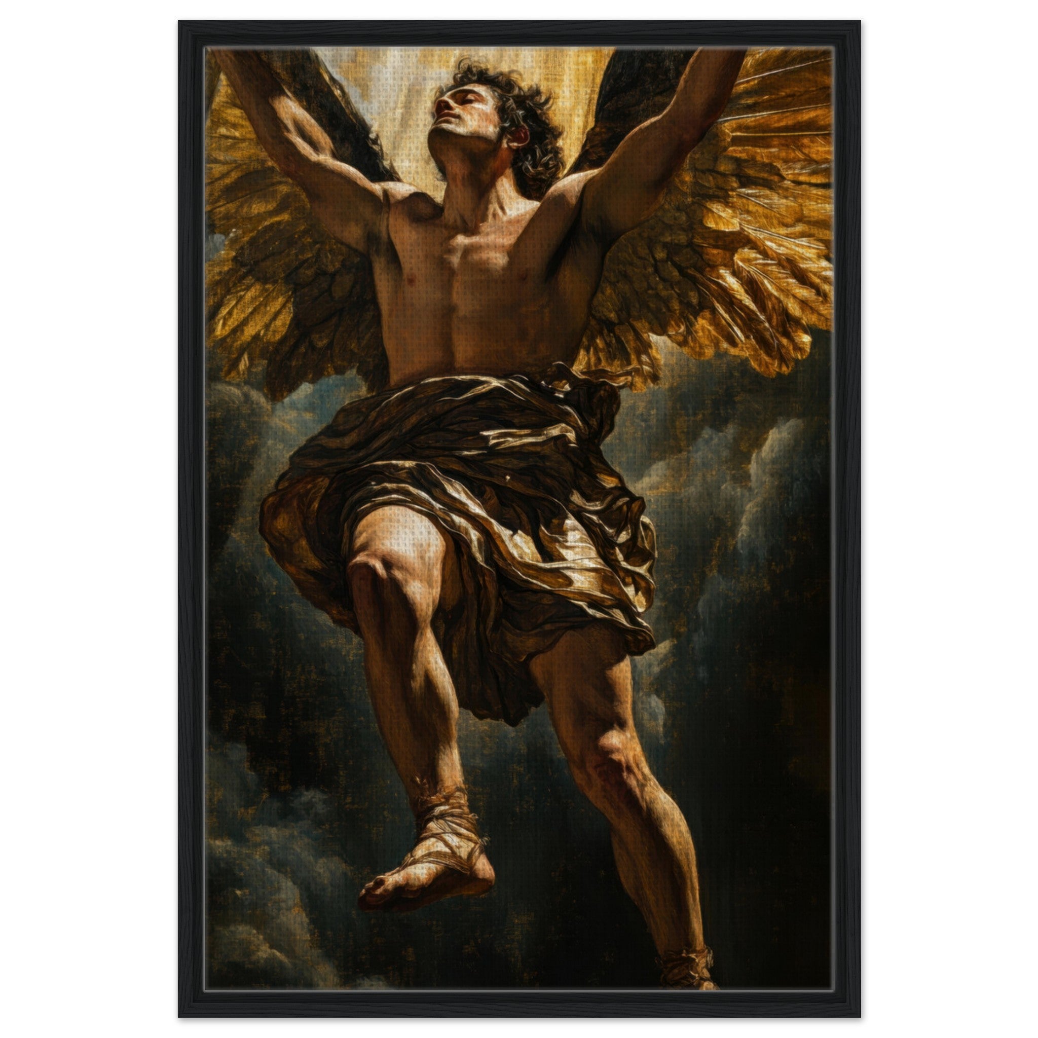 Framed Canvas Portrait - The Fallen Angels Descent Baroque Mythological 5 - Shop Ai Art WebShop - Digital Art online Store