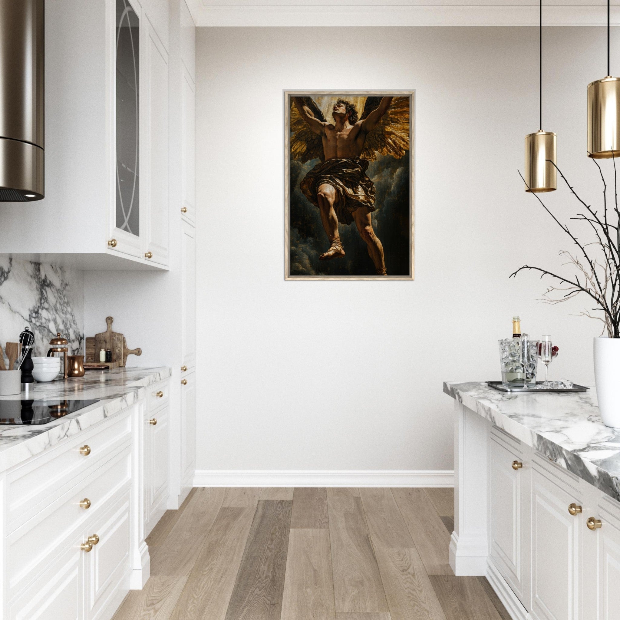 Framed Canvas Portrait - The Fallen Angels Descent Baroque Mythological 5 - Shop Ai Art WebShop - Digital Art online Store
