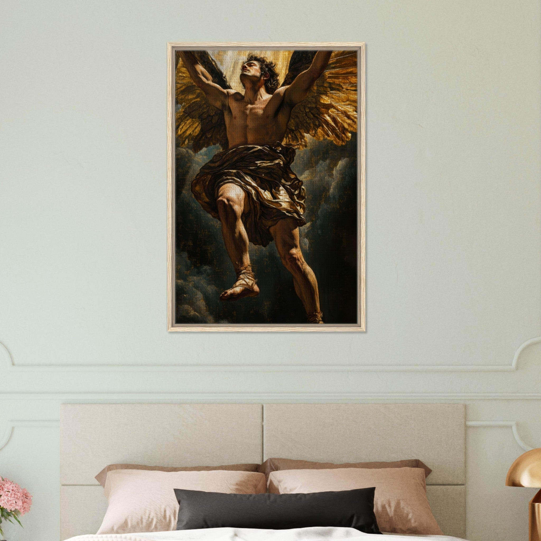 Framed Canvas Portrait - The Fallen Angels Descent Baroque Mythological 5 - Shop Ai Art WebShop - Digital Art online Store