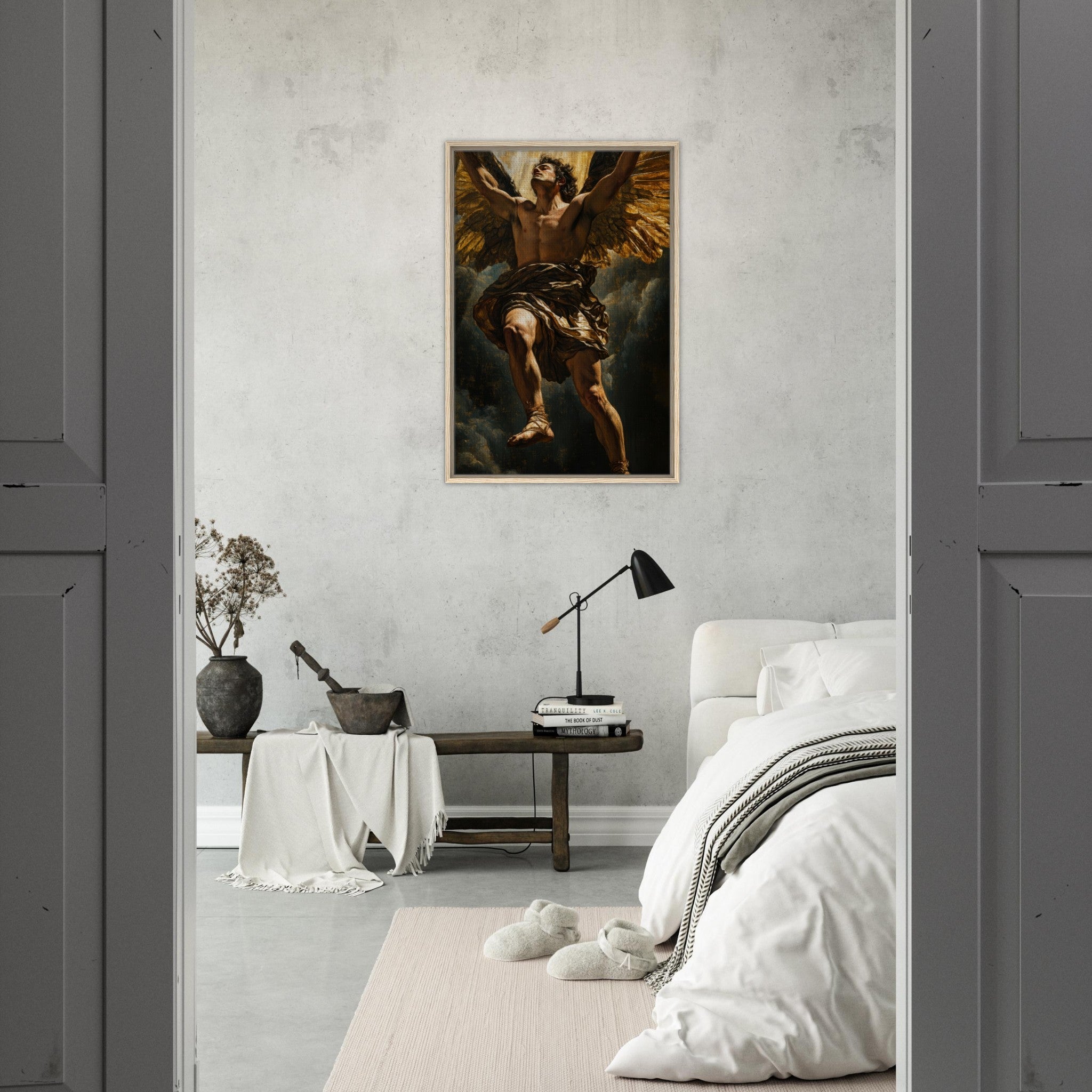 Framed Canvas Portrait - The Fallen Angels Descent Baroque Mythological 5 - Shop Ai Art WebShop - Digital Art online Store