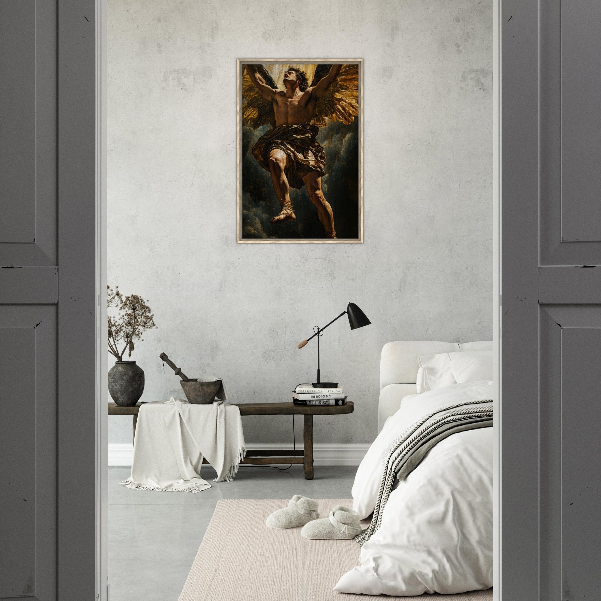 Framed Canvas Portrait - The Fallen Angels Descent Baroque Mythological 5 - Shop Ai Art WebShop - Digital Art online Store