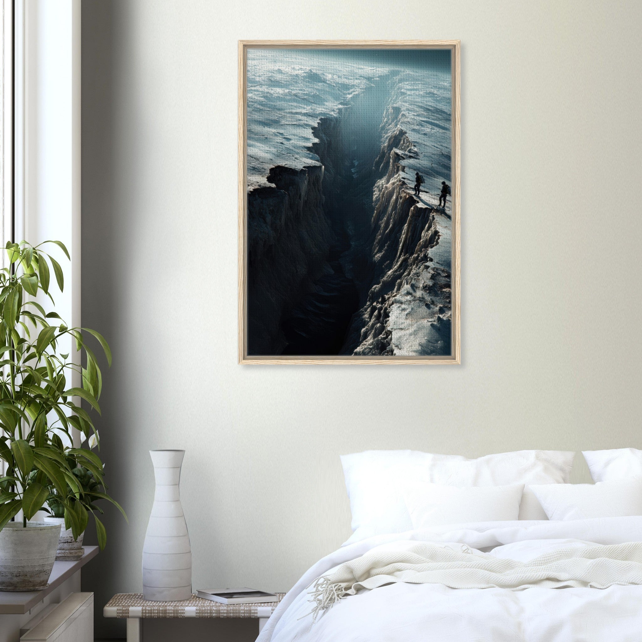 Framed Canvas Portrait - The Frozen Wasteland of Europa An expedition tea - Shop Ai Art WebShop - Digital Art online Store