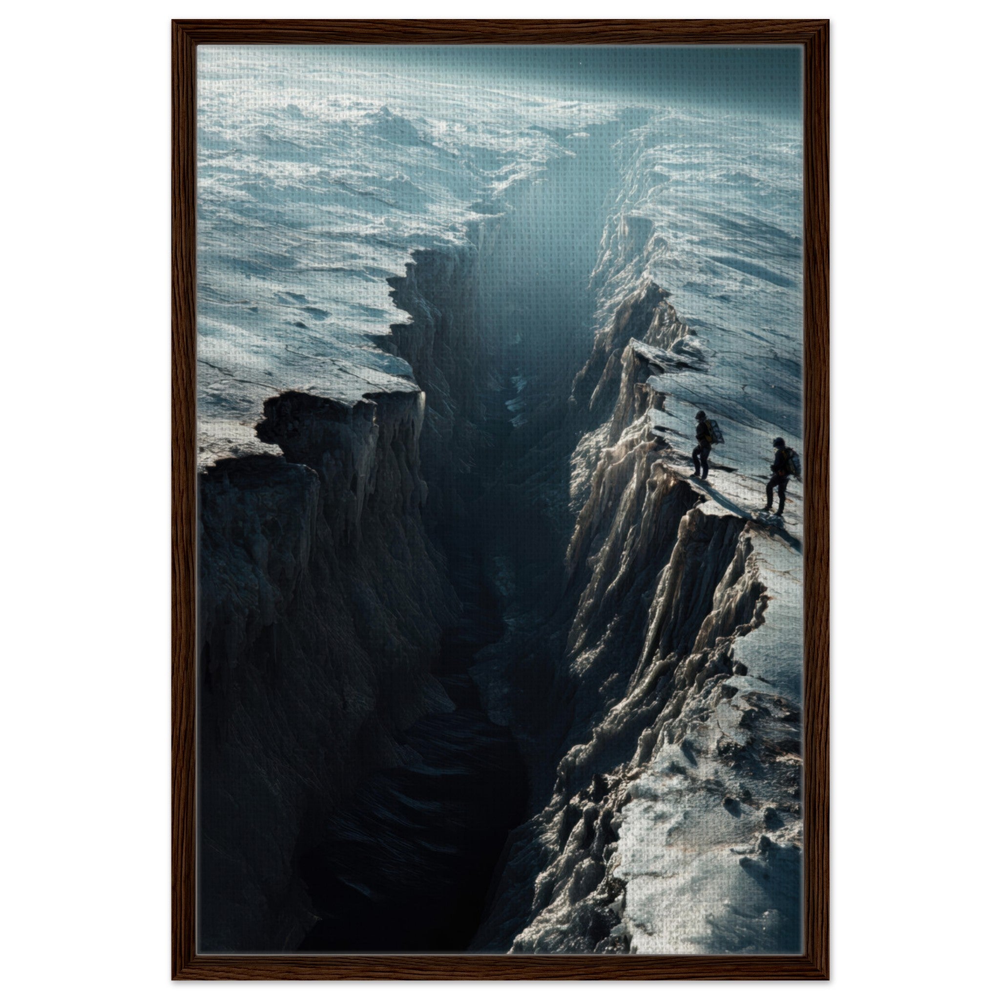 Framed Canvas Portrait - The Frozen Wasteland of Europa An expedition tea - Shop Ai Art WebShop - Digital Art online Store