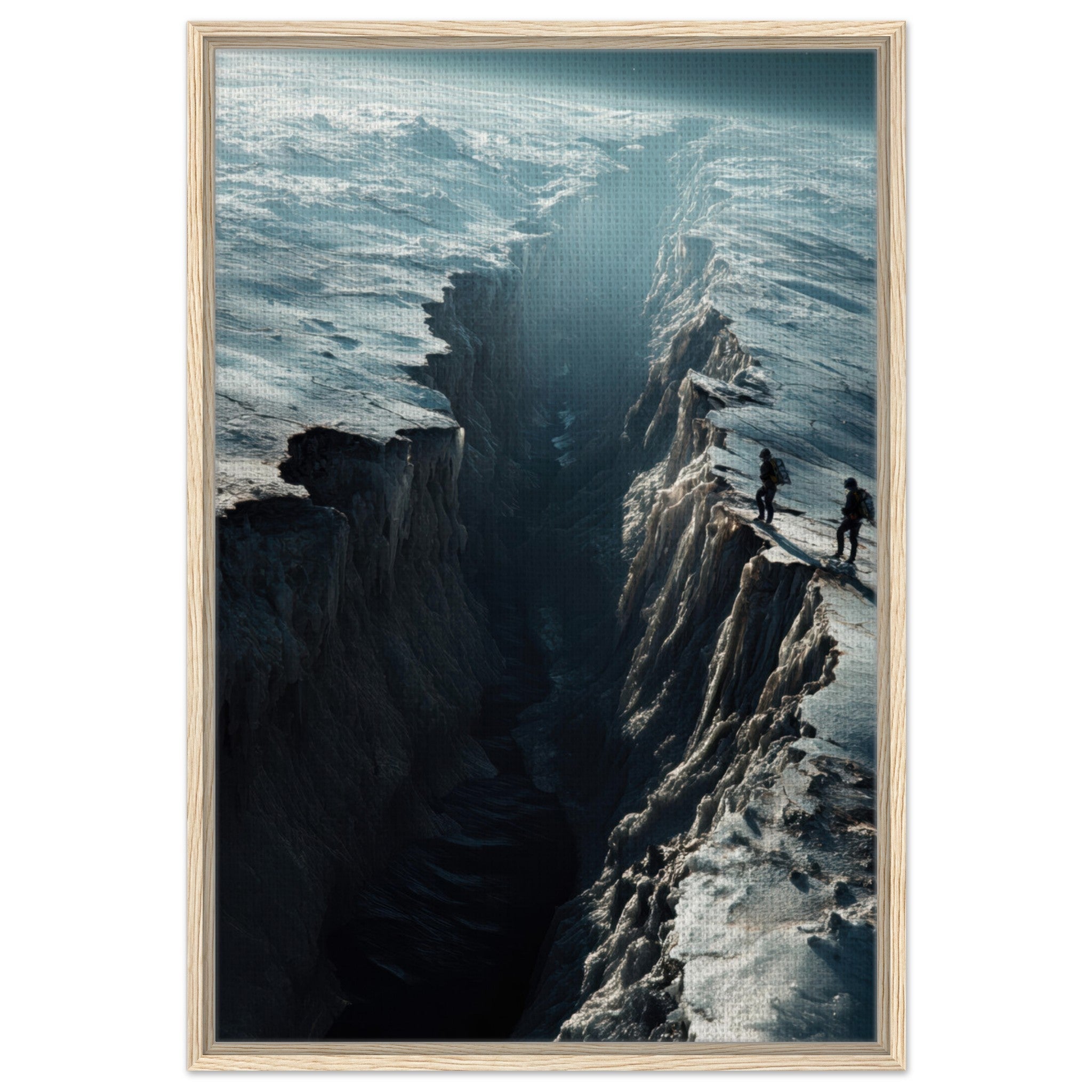 Framed Canvas Portrait - The Frozen Wasteland of Europa An expedition tea - Shop Ai Art WebShop - Digital Art online Store