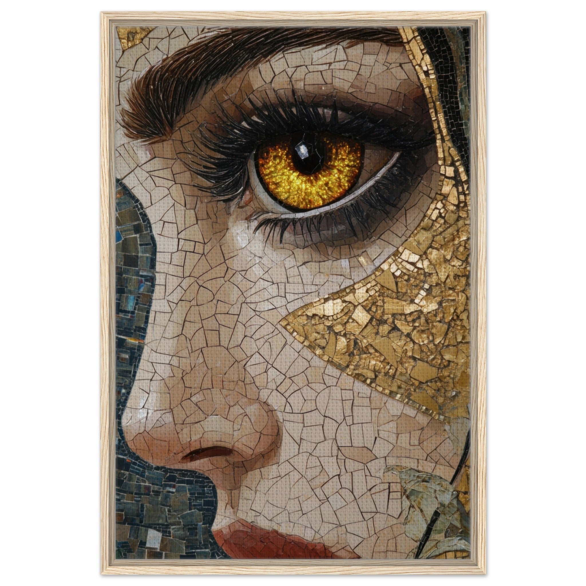 Framed Canvas Portrait - The Oracles Forbidden Prophecy Byzantine Mosaic - Shop Ai Art WebShop - Digital Art online Store