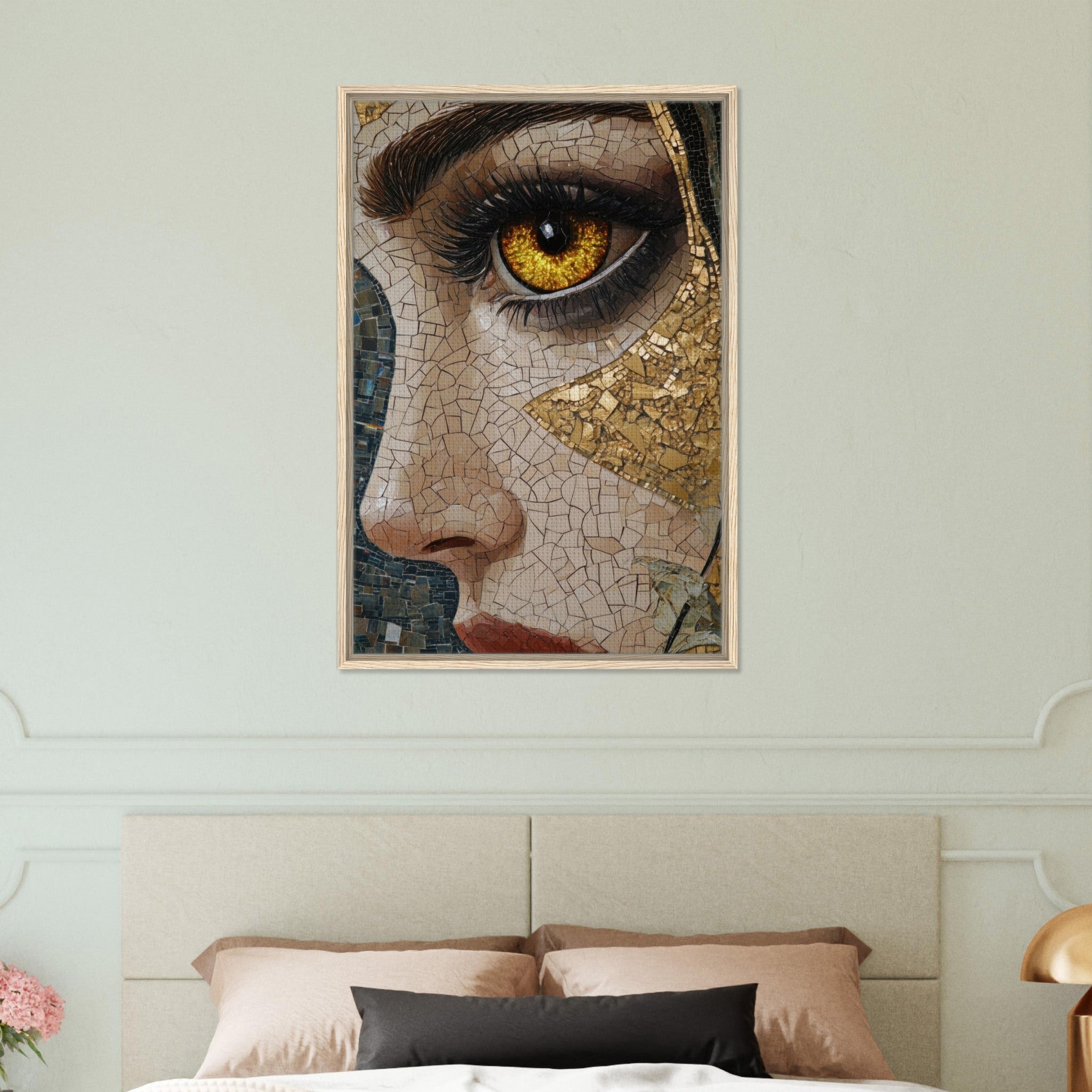 Framed Canvas Portrait - The Oracles Forbidden Prophecy Byzantine Mosaic - Shop Ai Art WebShop - Digital Art online Store