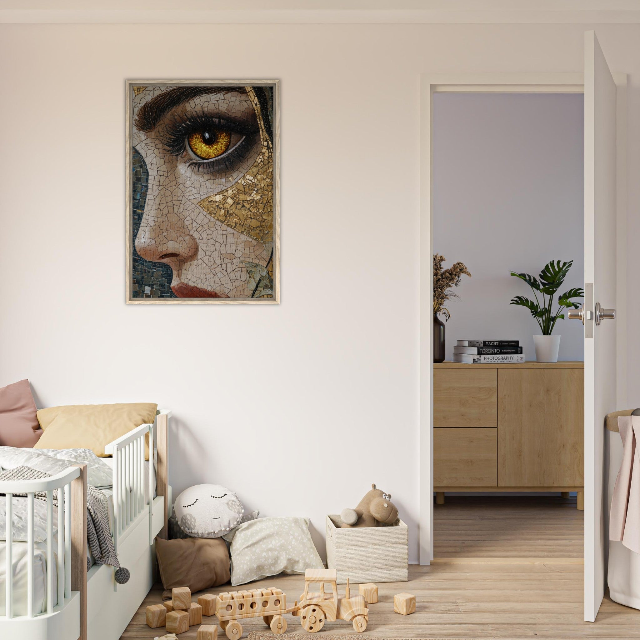 Framed Canvas Portrait - The Oracles Forbidden Prophecy Byzantine Mosaic - Shop Ai Art WebShop - Digital Art online Store