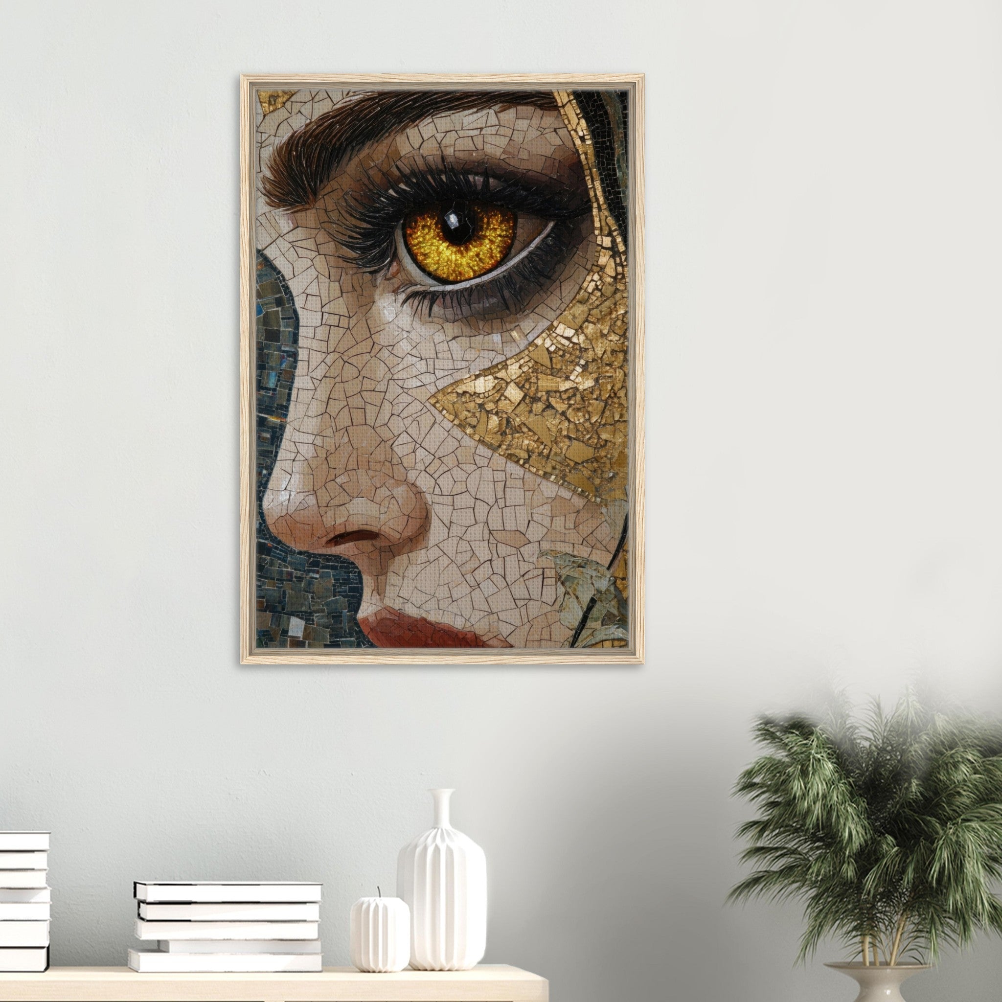 Framed Canvas Portrait - The Oracles Forbidden Prophecy Byzantine Mosaic - Shop Ai Art WebShop - Digital Art online Store