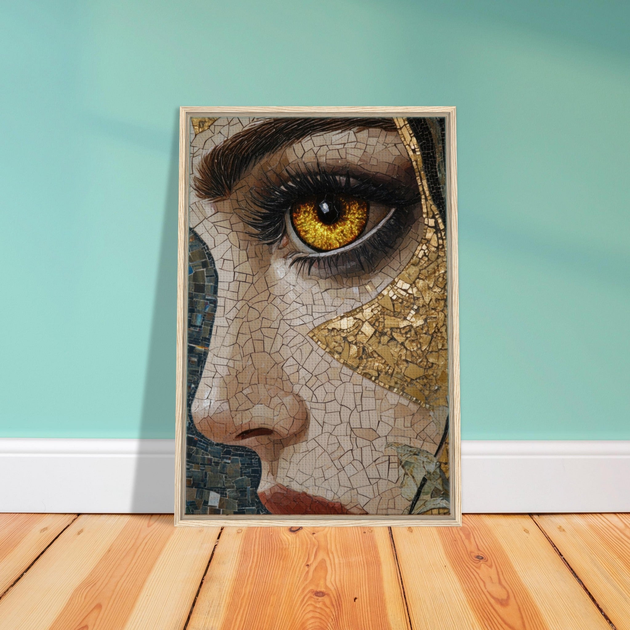 Framed Canvas Portrait - The Oracles Forbidden Prophecy Byzantine Mosaic - Shop Ai Art WebShop - Digital Art online Store