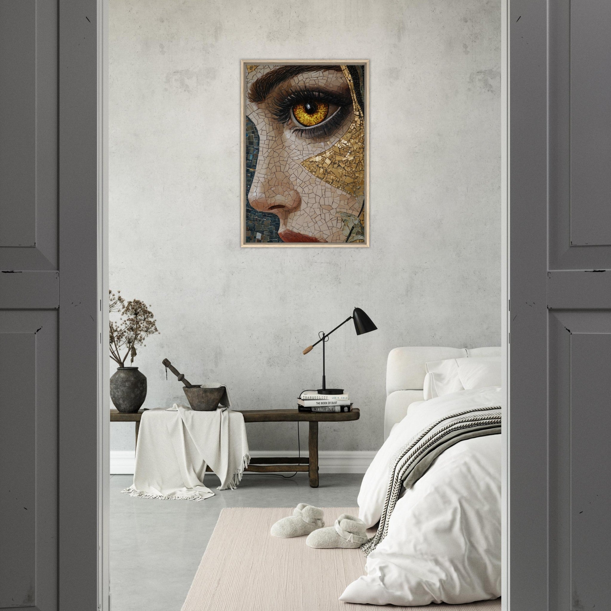 Framed Canvas Portrait - The Oracles Forbidden Prophecy Byzantine Mosaic - Shop Ai Art WebShop - Digital Art online Store