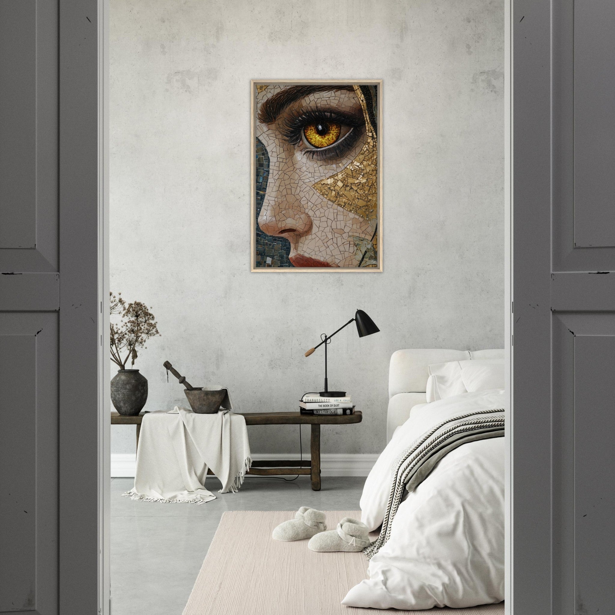 Framed Canvas Portrait - The Oracles Forbidden Prophecy Byzantine Mosaic - Shop Ai Art WebShop - Digital Art online Store