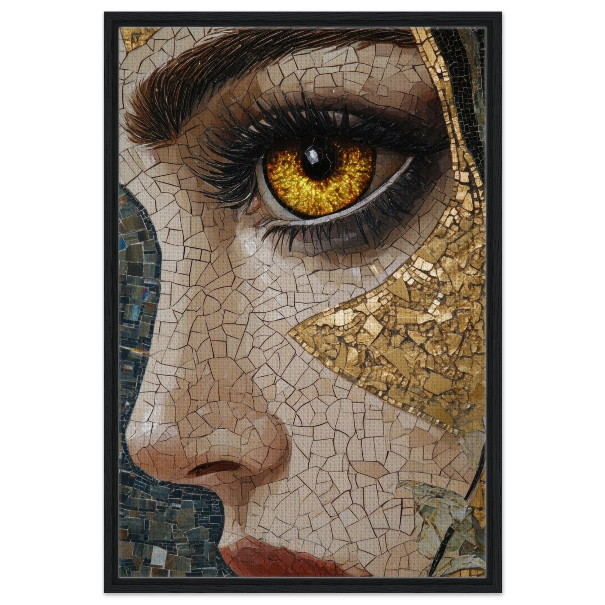 Framed Canvas Portrait - The Oracles Forbidden Prophecy Byzantine Mosaic - Shop Ai Art WebShop - Digital Art online Store