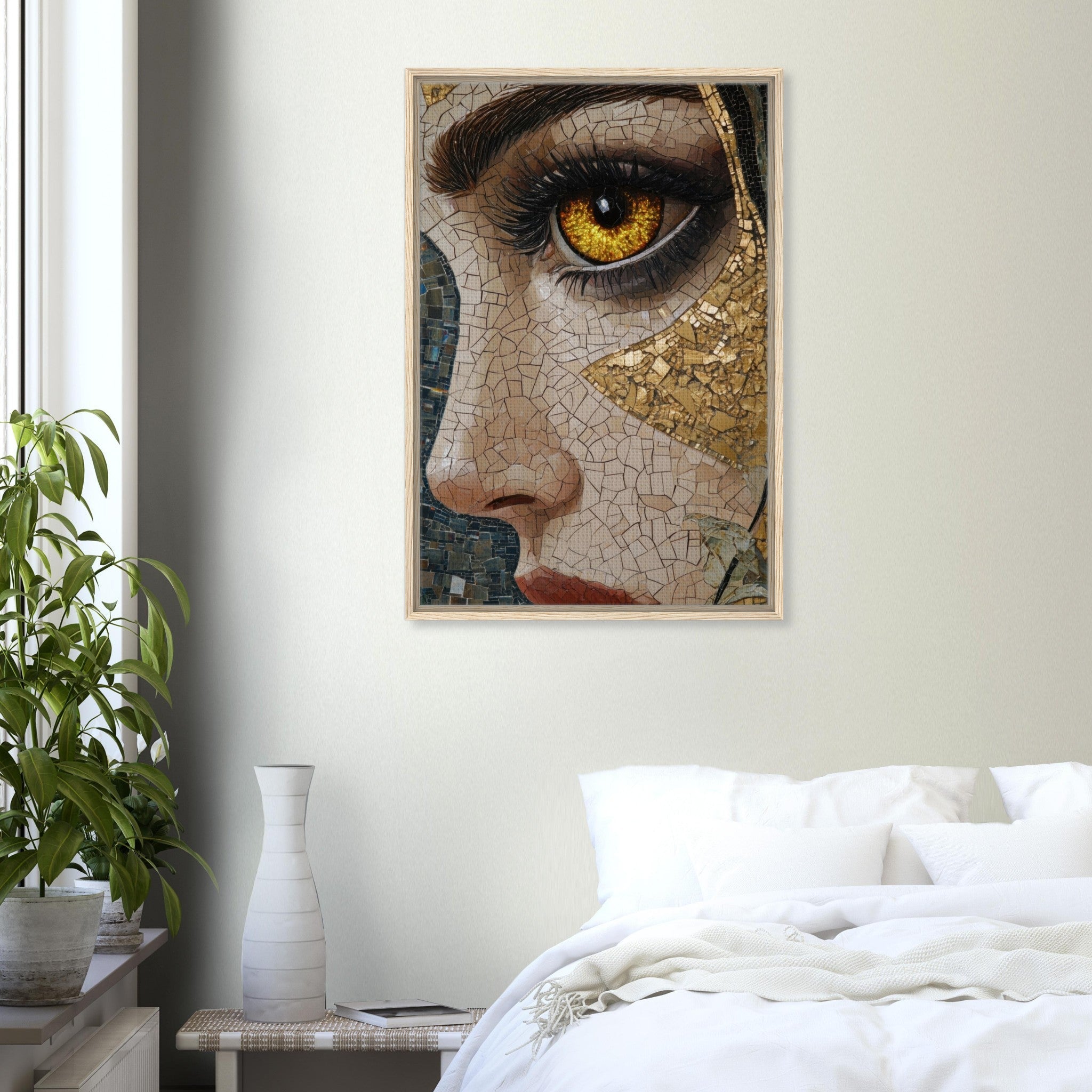 Framed Canvas Portrait - The Oracles Forbidden Prophecy Byzantine Mosaic - Shop Ai Art WebShop - Digital Art online Store
