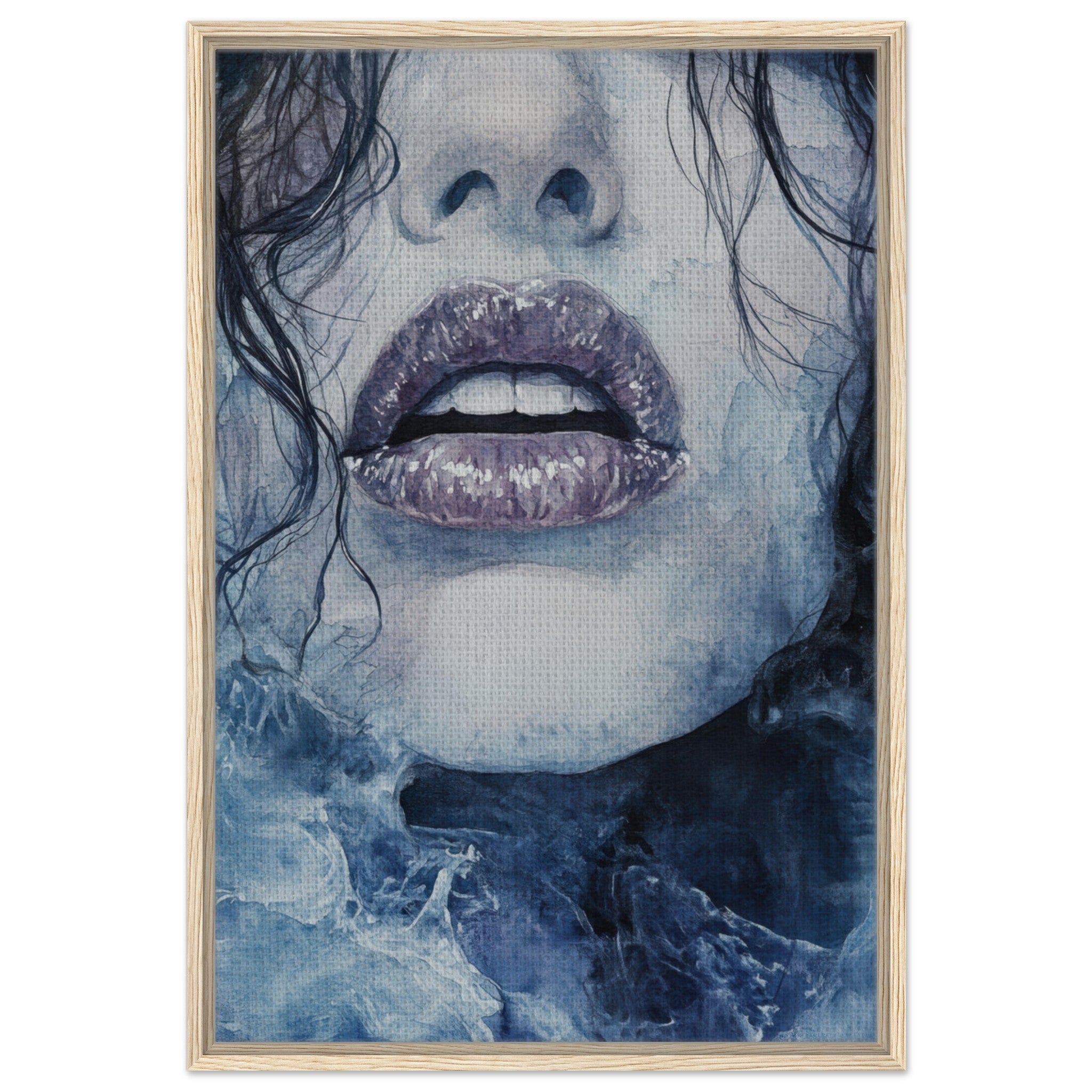 Framed Canvas Portrait - The Sirens Lament Gothic Watercolor Extreme Los 4 - Shop Ai Art WebShop - Digital Art online Store