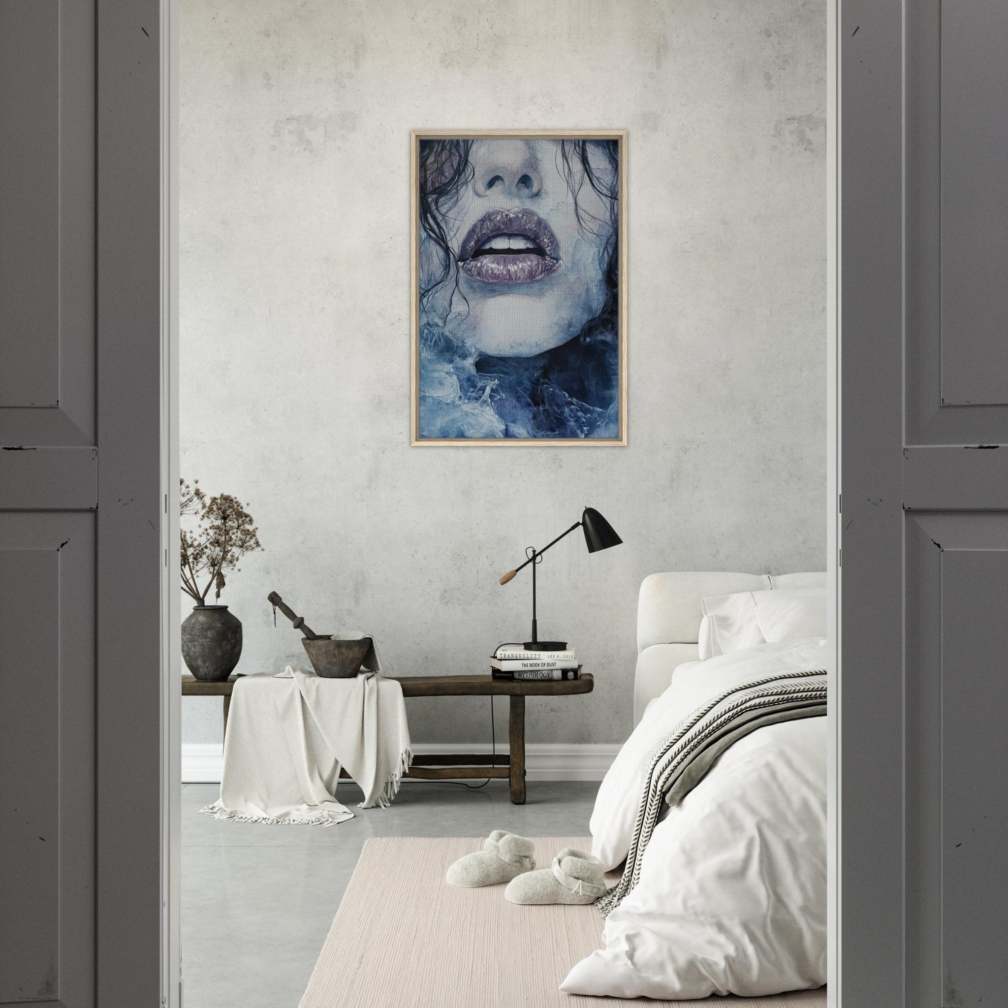 Framed Canvas Portrait - The Sirens Lament Gothic Watercolor Extreme Los 4 - Shop Ai Art WebShop - Digital Art online Store