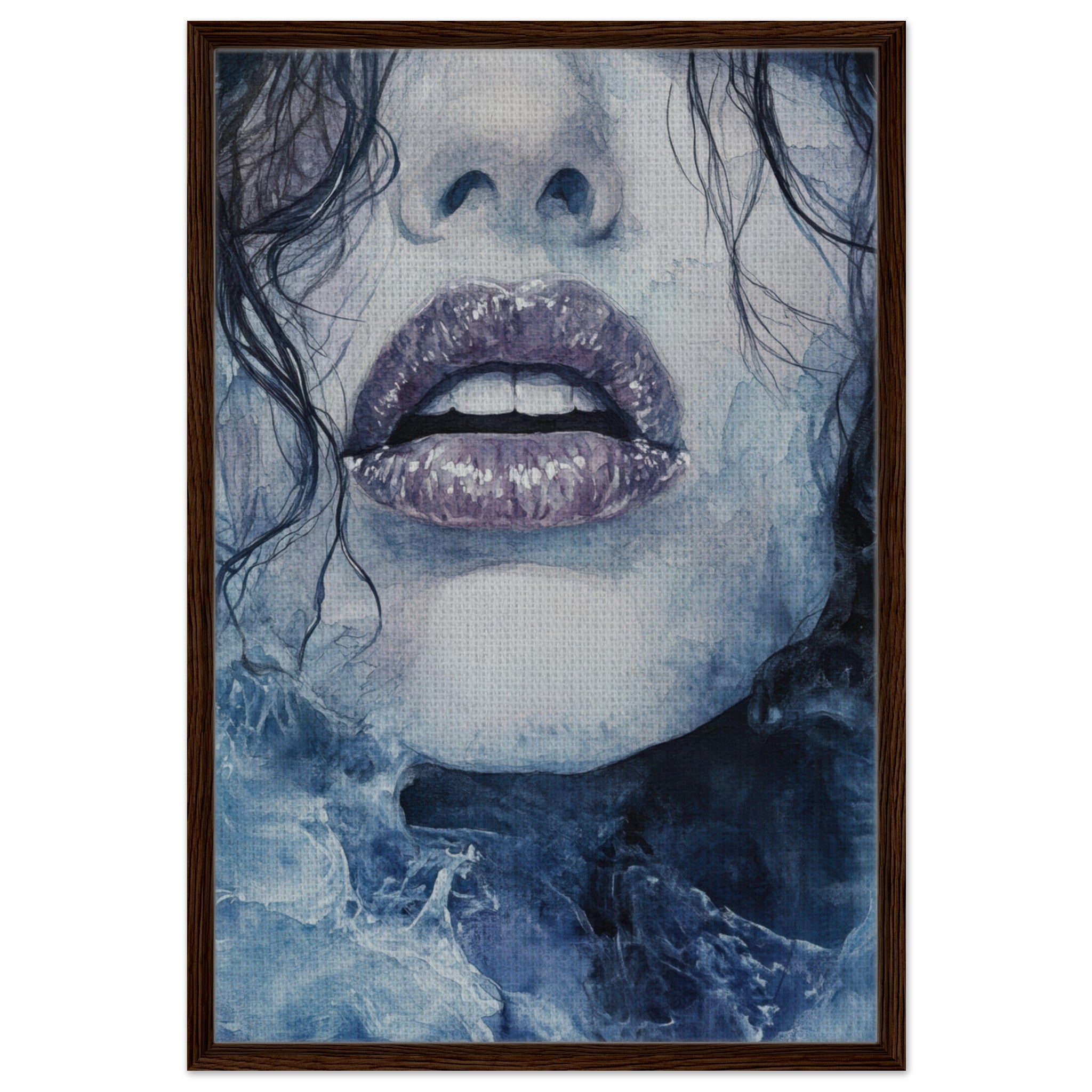 Framed Canvas Portrait - The Sirens Lament Gothic Watercolor Extreme Los 4 - Shop Ai Art WebShop - Digital Art online Store