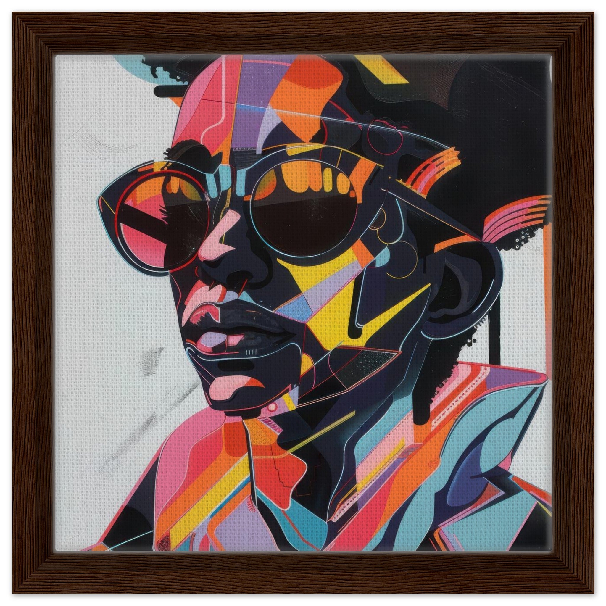 Framed Canvas Square - Afrofuturism swedish sharkansas in abstract styl 3 - Shop Ai Art WebShop - Digital Art online Store